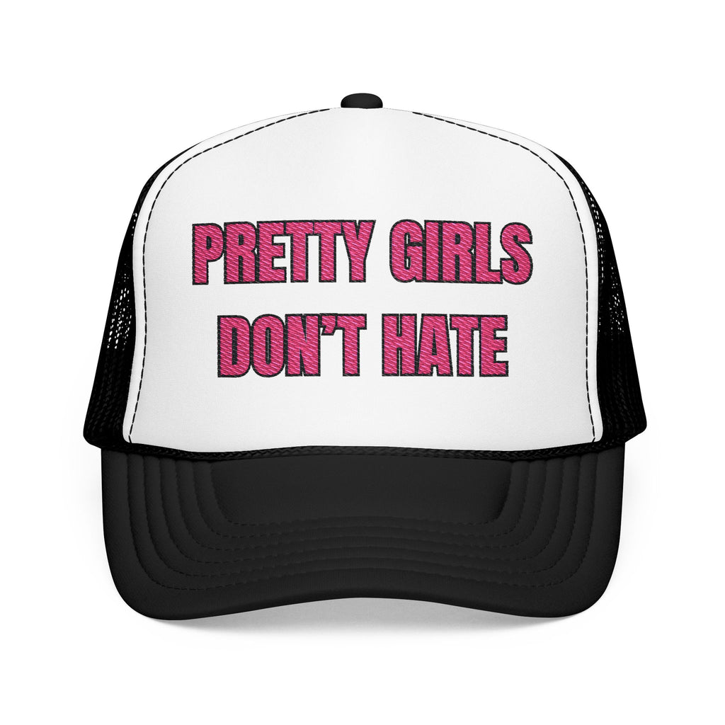 “PRETTY GIRLS DON’T HATE” Pink Trucker Hat – Barbiecore Baddie Aesthetic | Adjustable Snapback | Y2K Rich Girl Energy