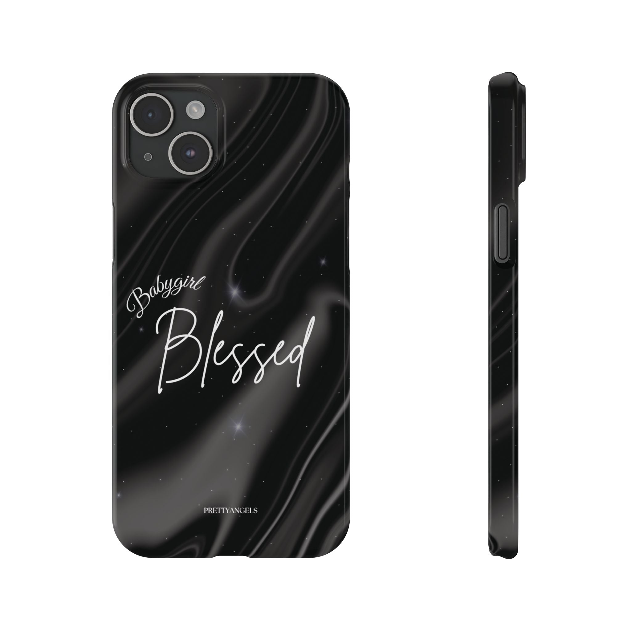 Blessed Babygirl Black Luxe Phone Case - Slim Lightweight & Protective for Rich Feminine Aesthetic Girls