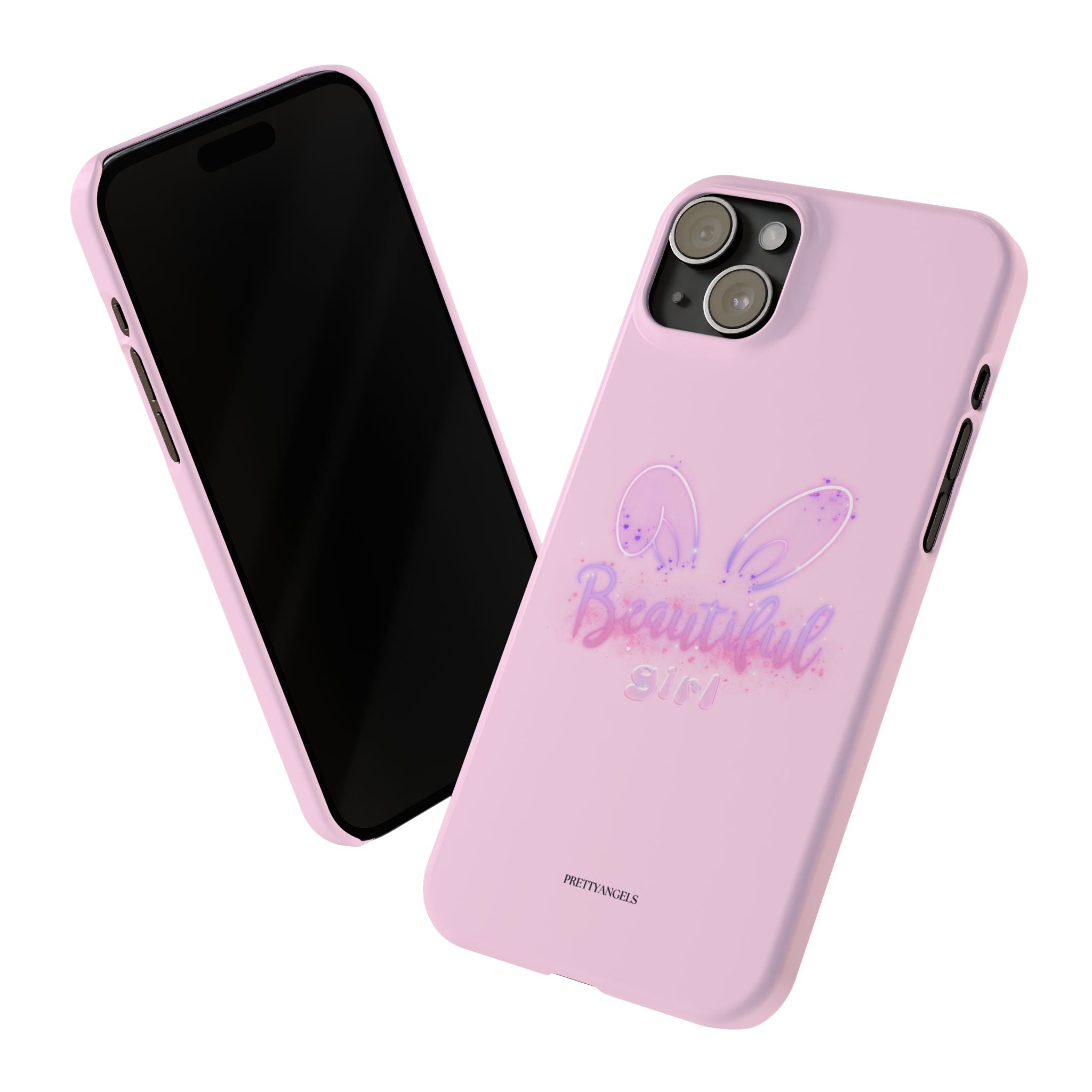 “Beautiful Girls Light Pink Phone Case - Slim Lightweight Ombré Glow Lettering Protective Cover for Pretty Rich Aesthetic” Girly Chic Accessories