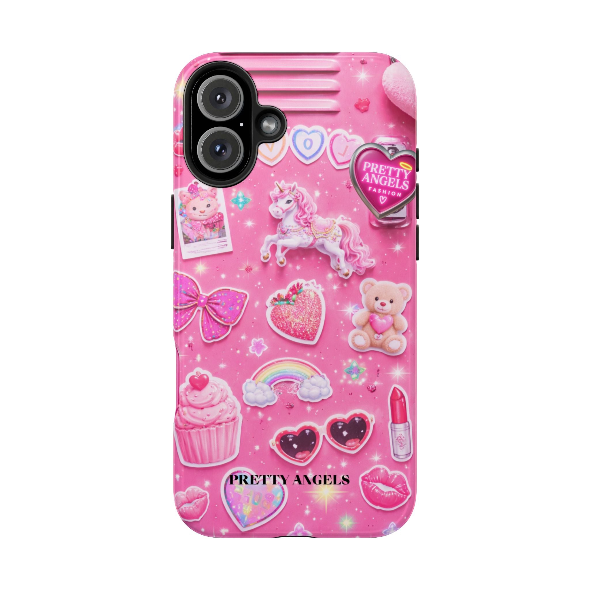 Girly Pink Locker Nostalgia with Hearts & Teddy Bear Tough Phone Case