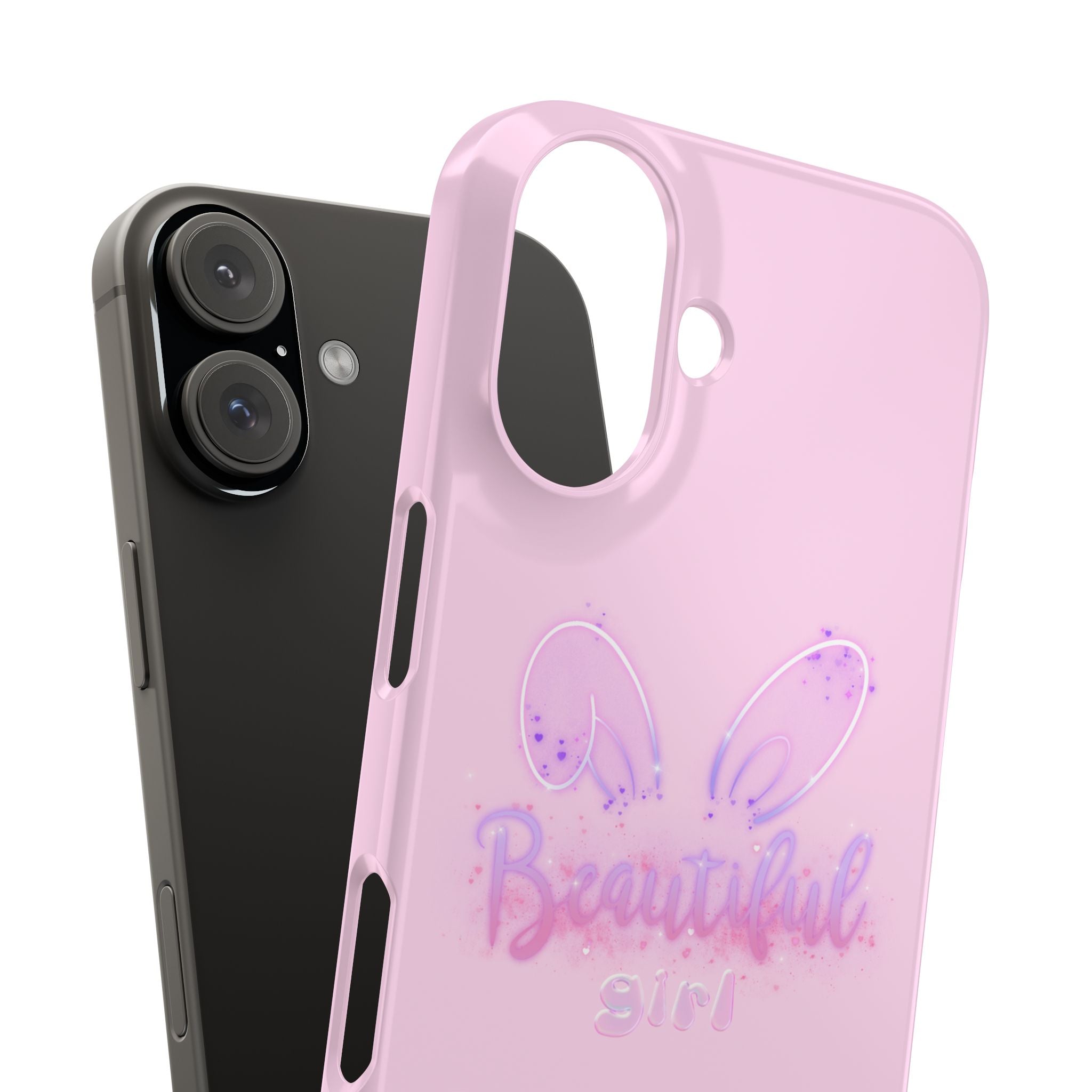 “Beautiful Girls Light Pink Phone Case - Slim Lightweight Ombré Glow Lettering Protective Cover for Pretty Rich Aesthetic” Girly Chic Accessories