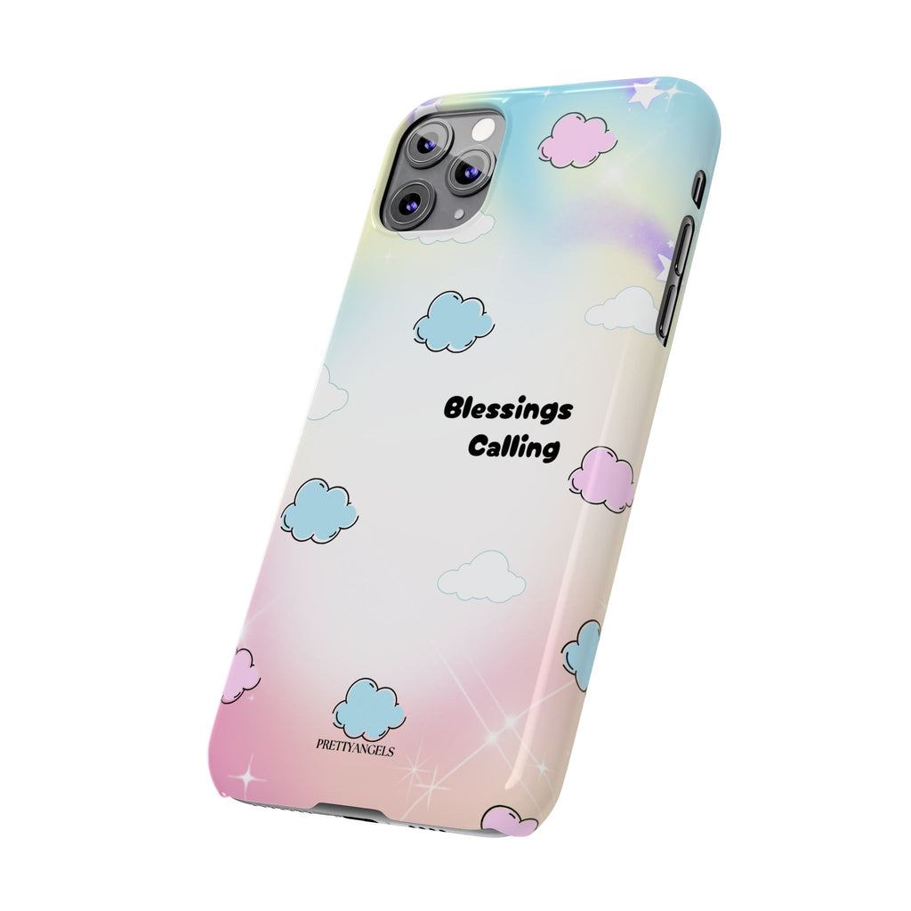 ‘Blessings Calling' Phone Case – Slim Lightweight Ombré Cover with Magical Pastel Clouds for Girly Girls & Faith-Filled Baddies - Cute Cloud Aesthetic, Phone Accessories, Gift for Friends, Pastel Theme Vibes, Cozy Magical Vibes