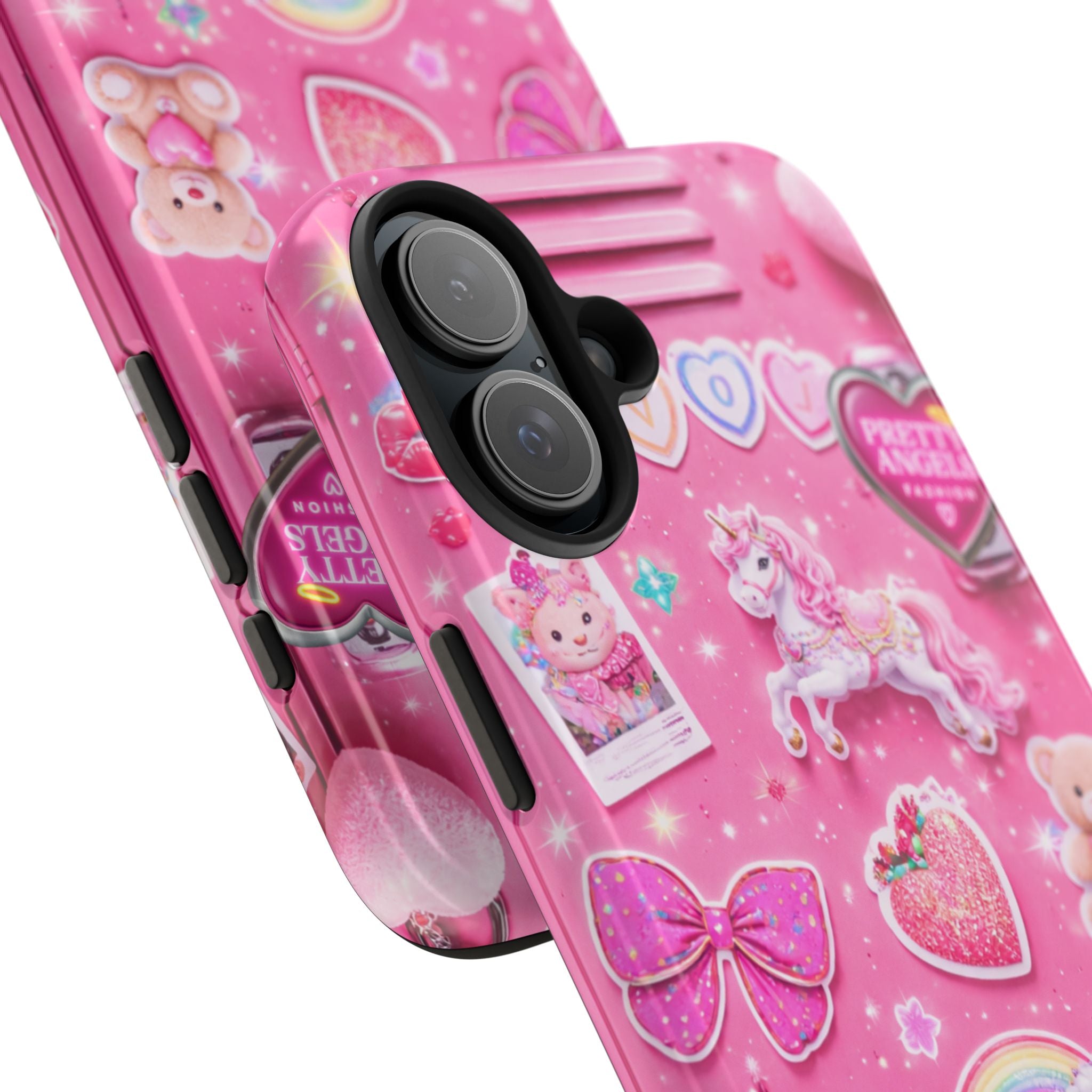 Girly Pink Locker Nostalgia with Hearts & Teddy Bear Tough Phone Case