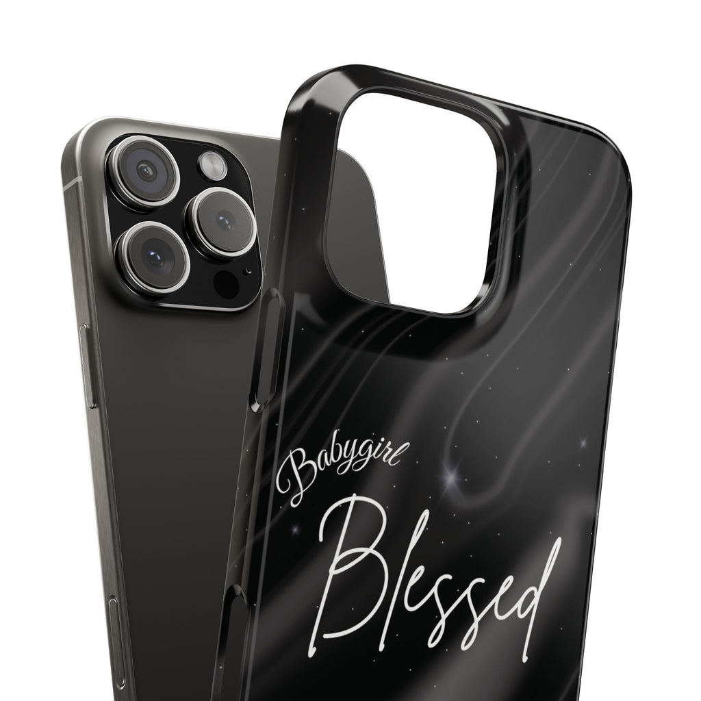 Blessed Babygirl Black Luxe Phone Case - Slim Lightweight & Protective for Rich Feminine Aesthetic Girls