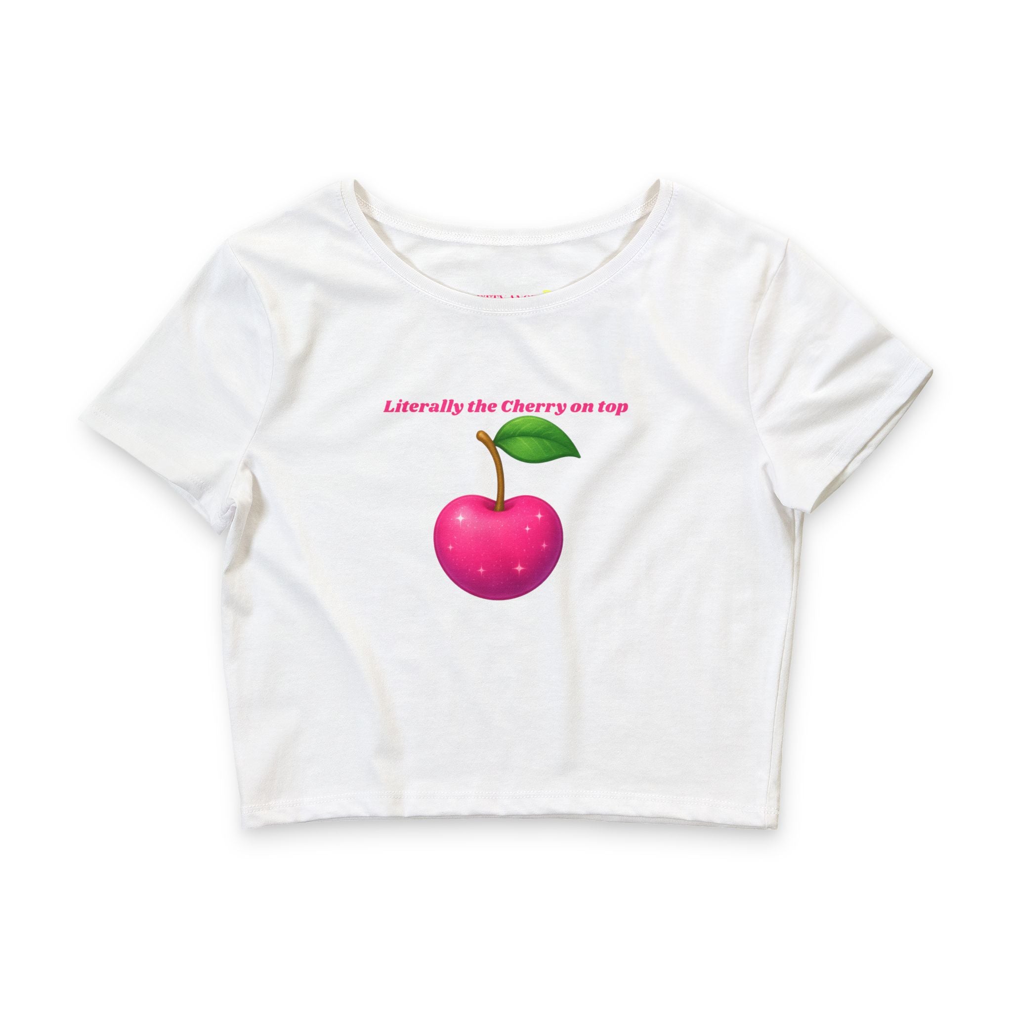 Literally the Cherry on Top Crop Tee — Hot Pink Cherry Graphic Top