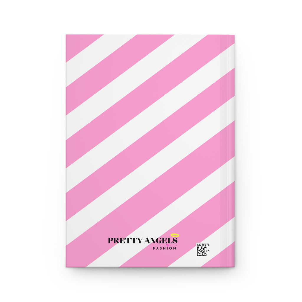 For My Pretty Thoughts Hardcover Journal — Made with Love, Pink Stripes & Bows