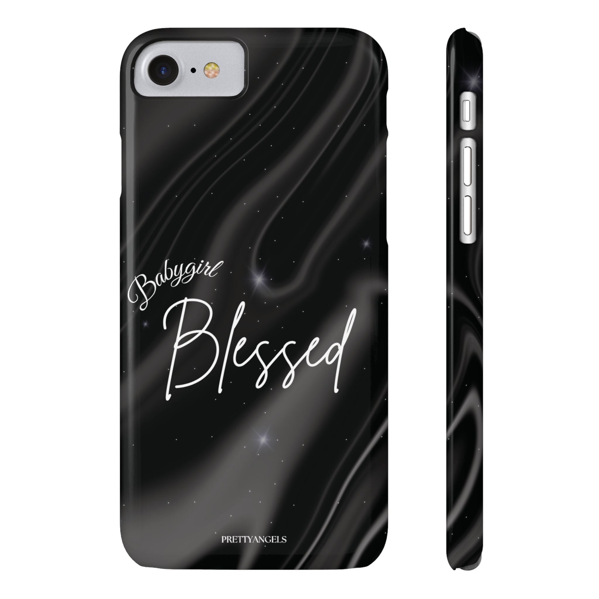 Blessed Babygirl Black Luxe Phone Case - Slim Lightweight & Protective for Rich Feminine Aesthetic Girls