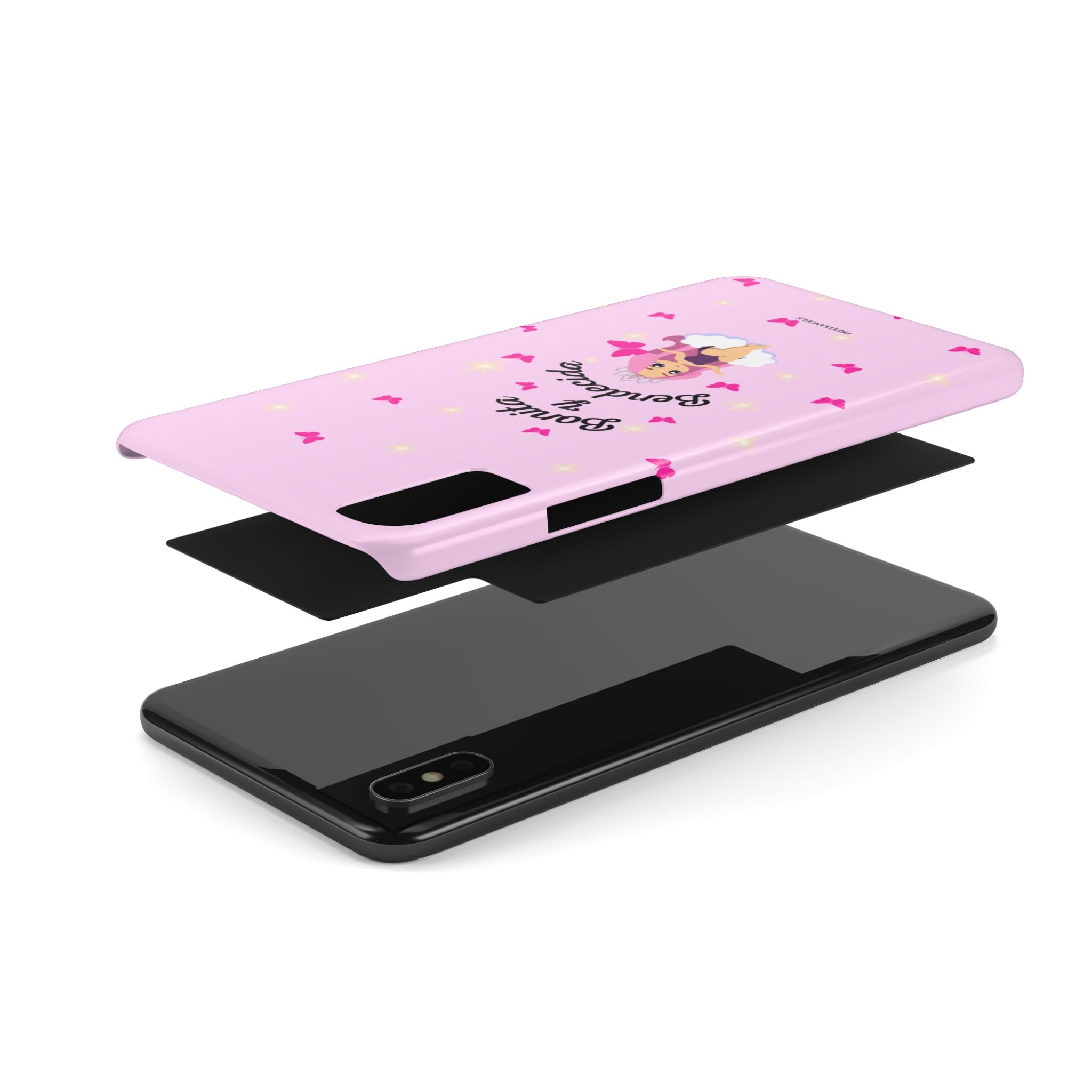 “Bonita y Bendecida Funda Rosa - Estuche Slim Protector con Muñeca Estilo Lisa Frank, Nubes y Mariposas Rosas”