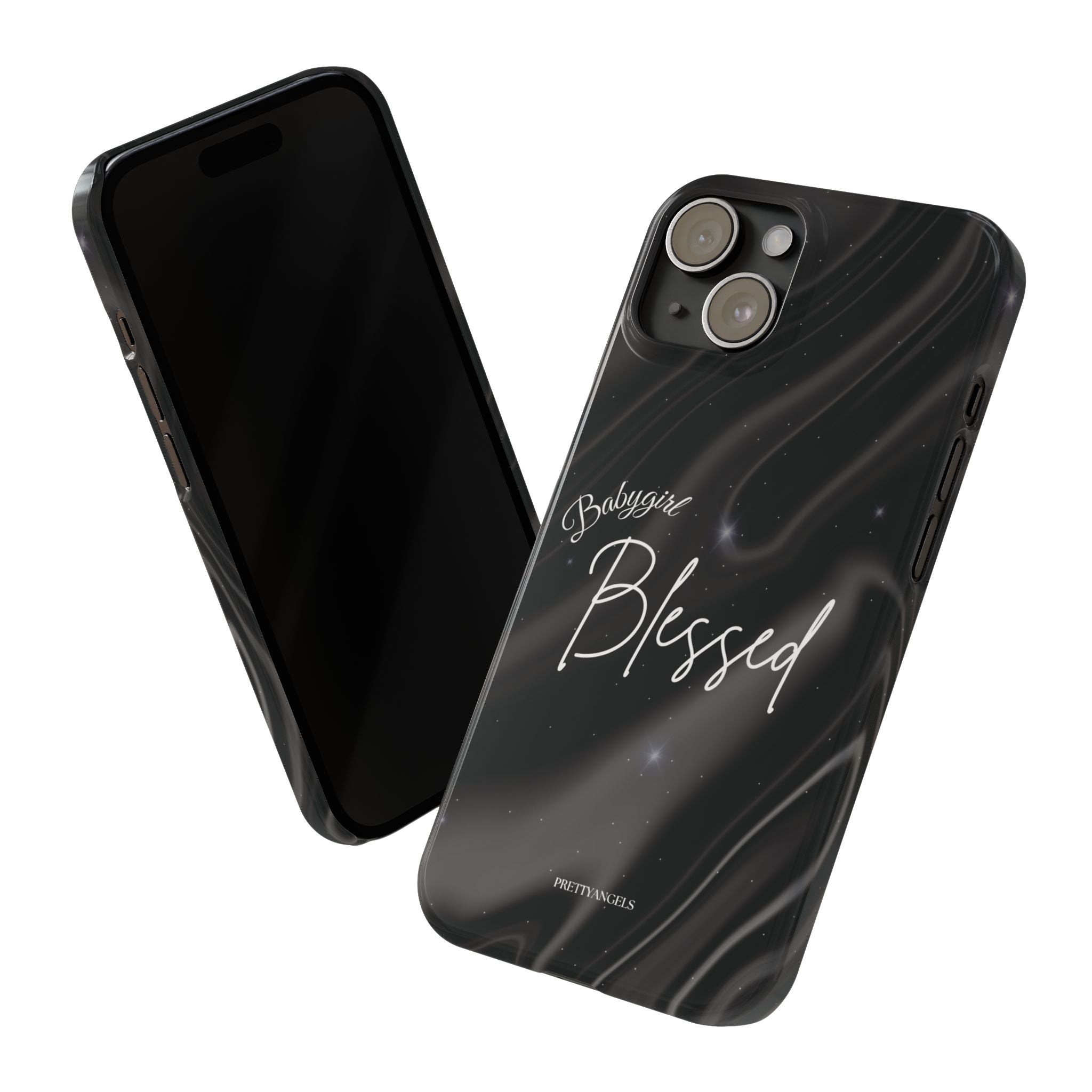 Blessed Babygirl Black Luxe Phone Case - Slim Lightweight & Protective for Rich Feminine Aesthetic Girls