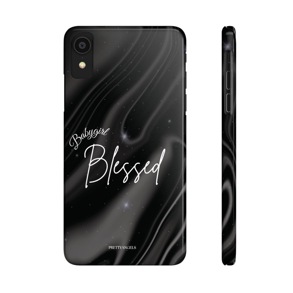 Blessed Babygirl Black Luxe Phone Case - Slim Lightweight & Protective for Rich Feminine Aesthetic Girls