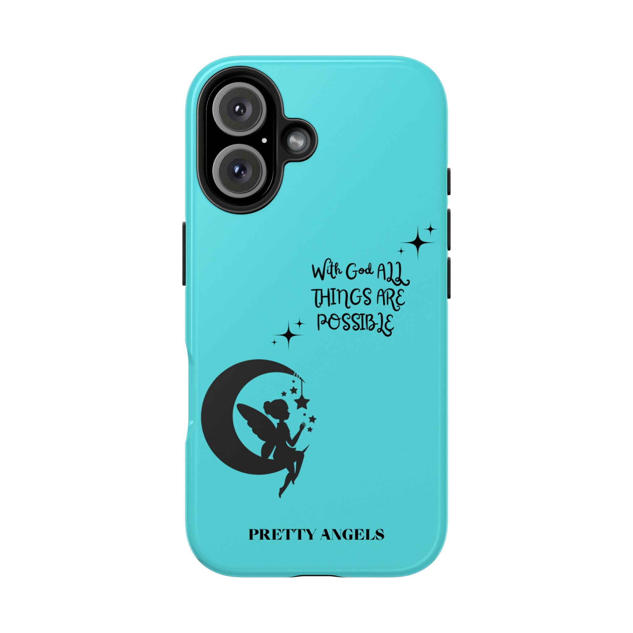 “With God All Things Are Possible” Teal Fairy Moon Tough Phone Case