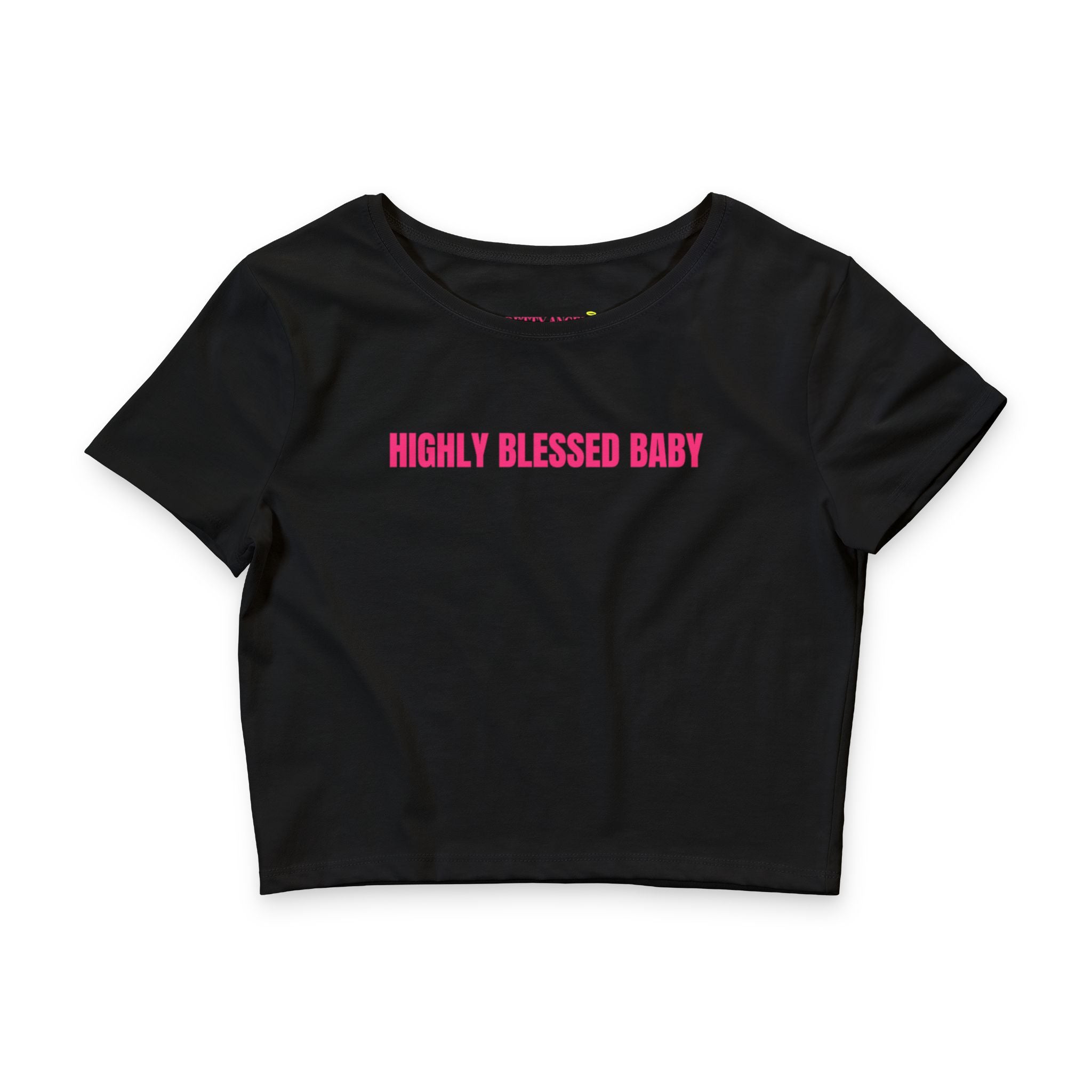 Highly Blessed Baby Crop Tee — Women’s Faith-Inspired White Crop Top