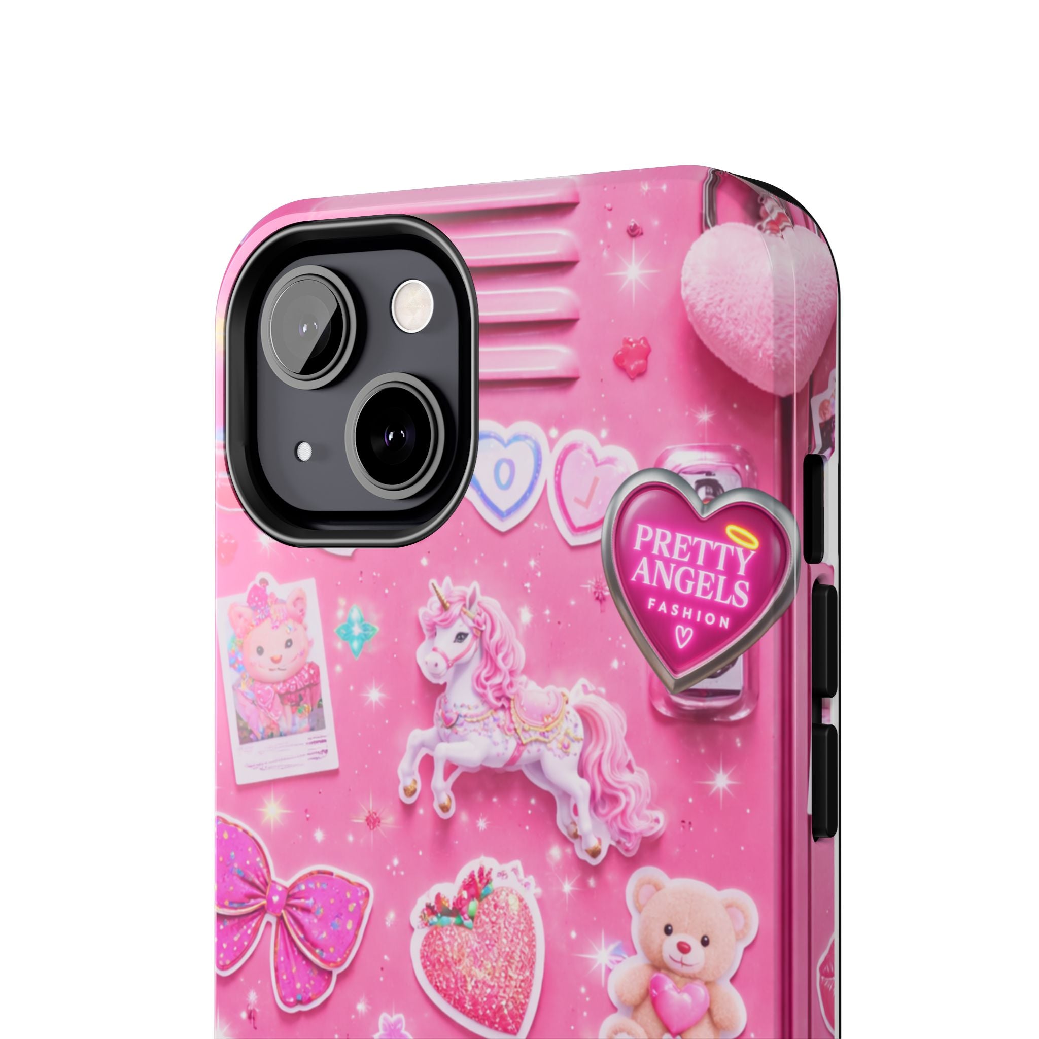 Girly Pink Locker Nostalgia with Hearts & Teddy Bear Tough Phone Case