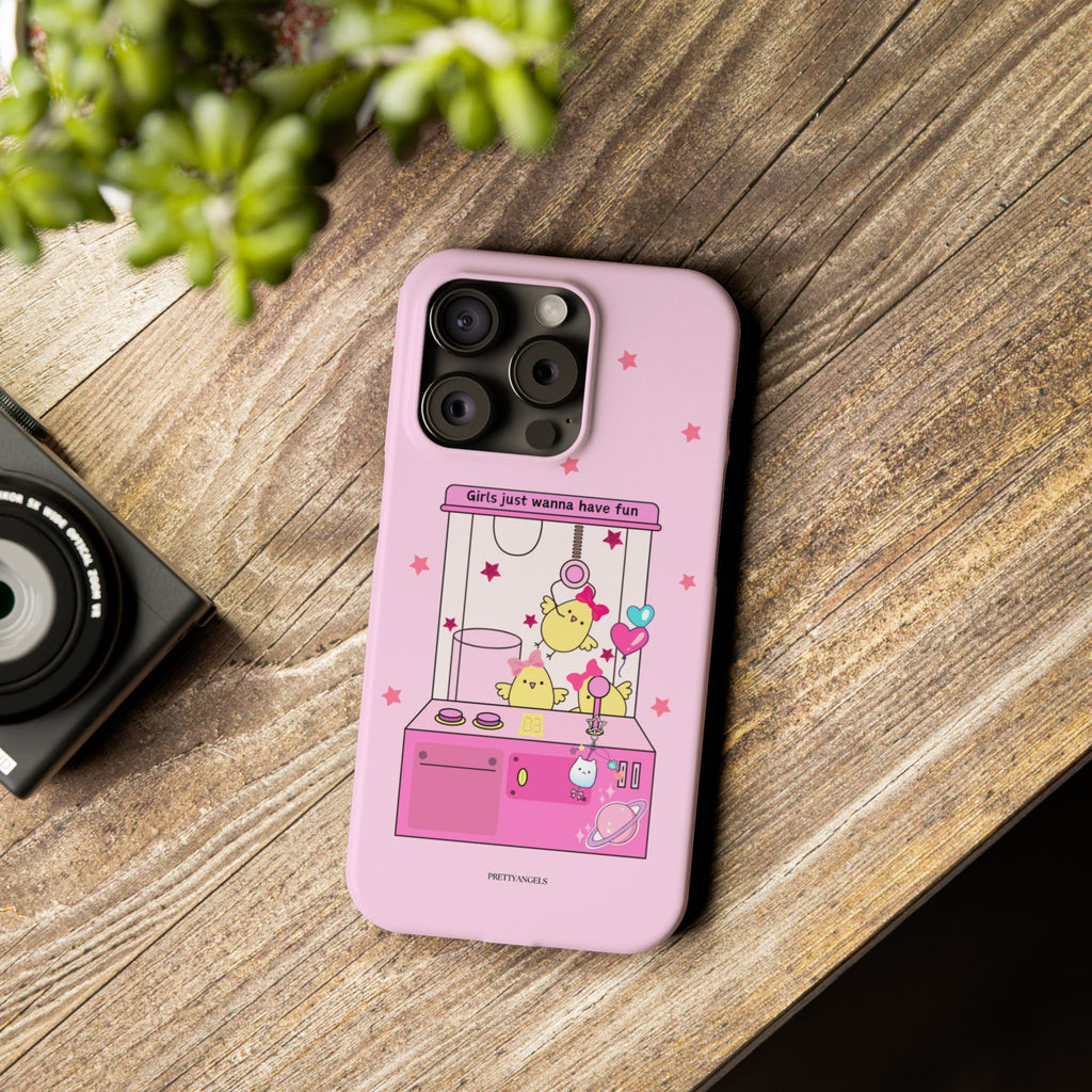 Cute Girls' Phone Case - Fun Vibe Slim Phone Cases, Cute Phone Cover, Kawaii Phone Case, Fun Pink Design, Gift for Her