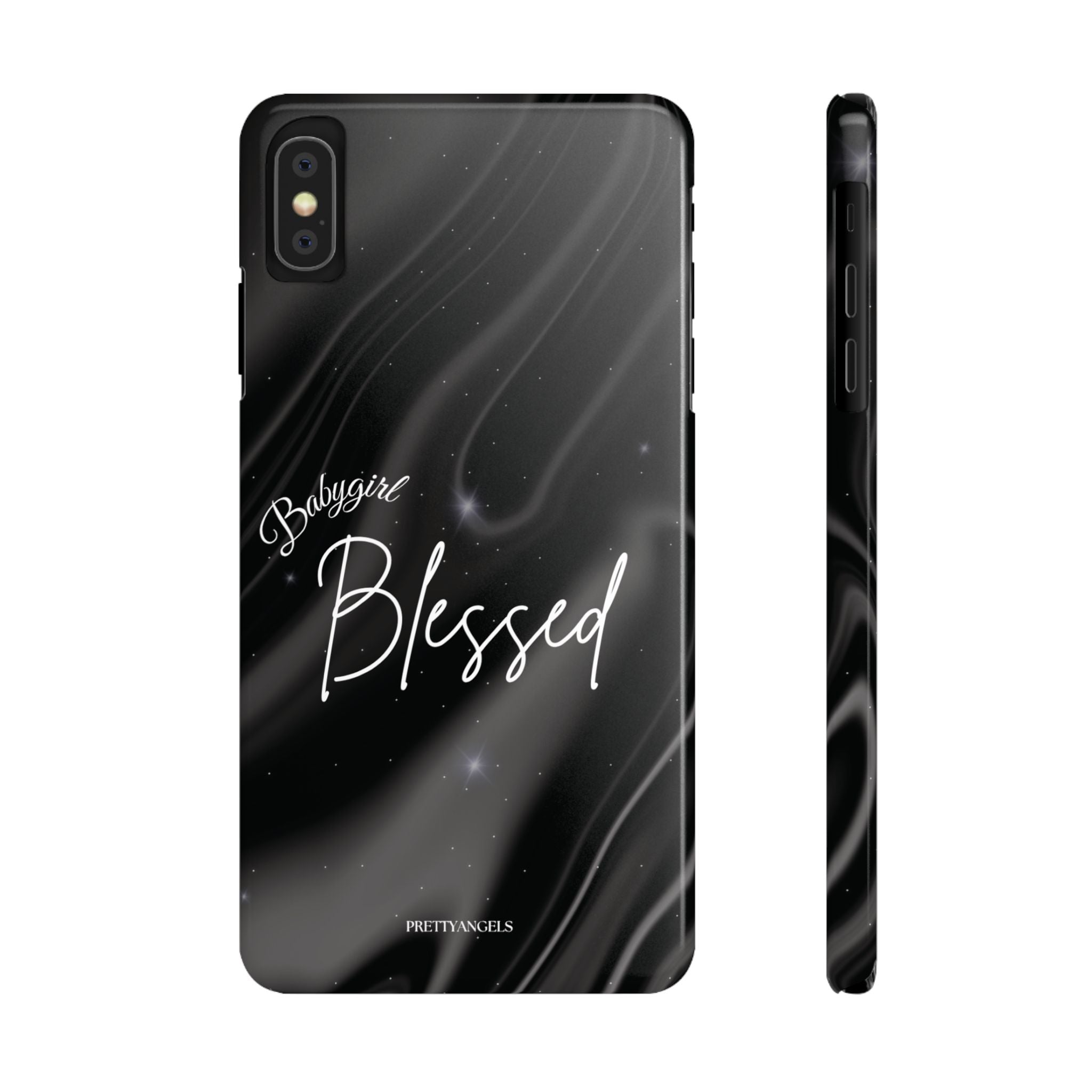 Blessed Babygirl Black Luxe Phone Case - Slim Lightweight & Protective for Rich Feminine Aesthetic Girls