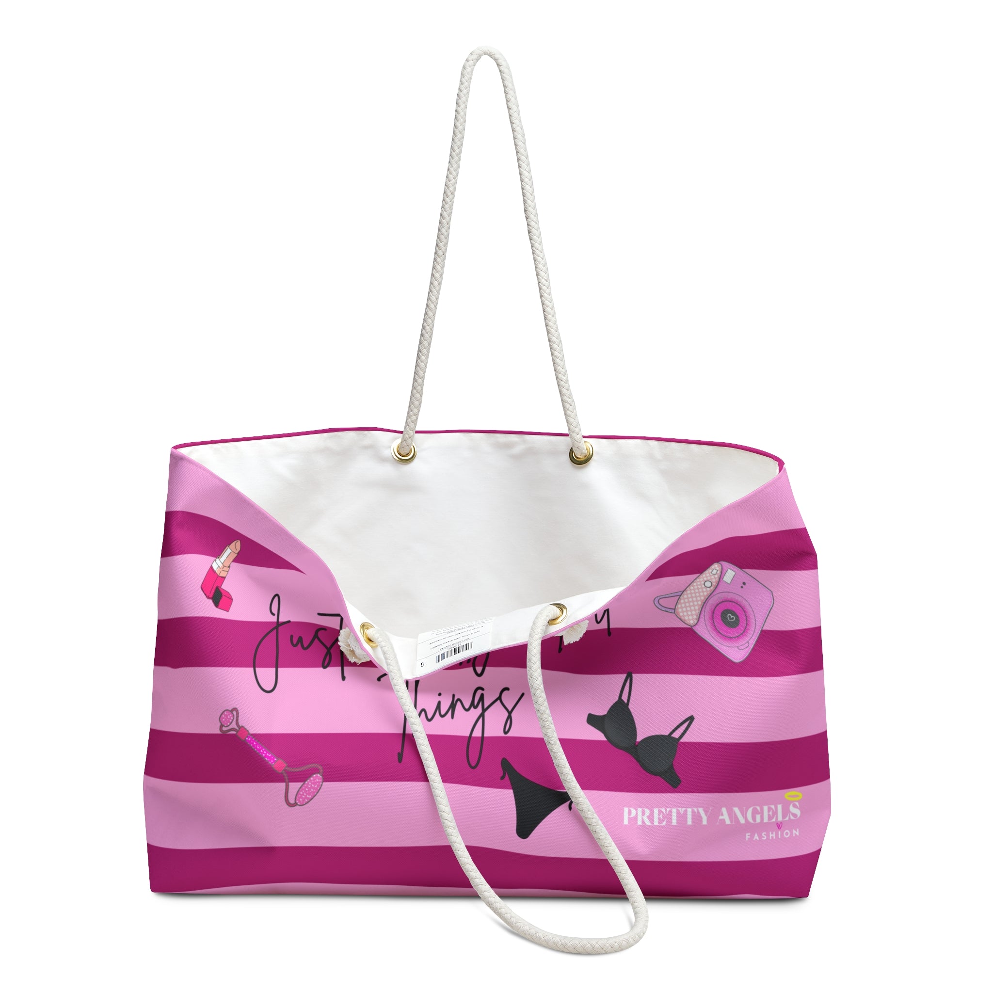 Just Pretty Girl Things Weekender Tote Bag - Barbiecore Pink Beach Bag for Glam Travel Baddies
