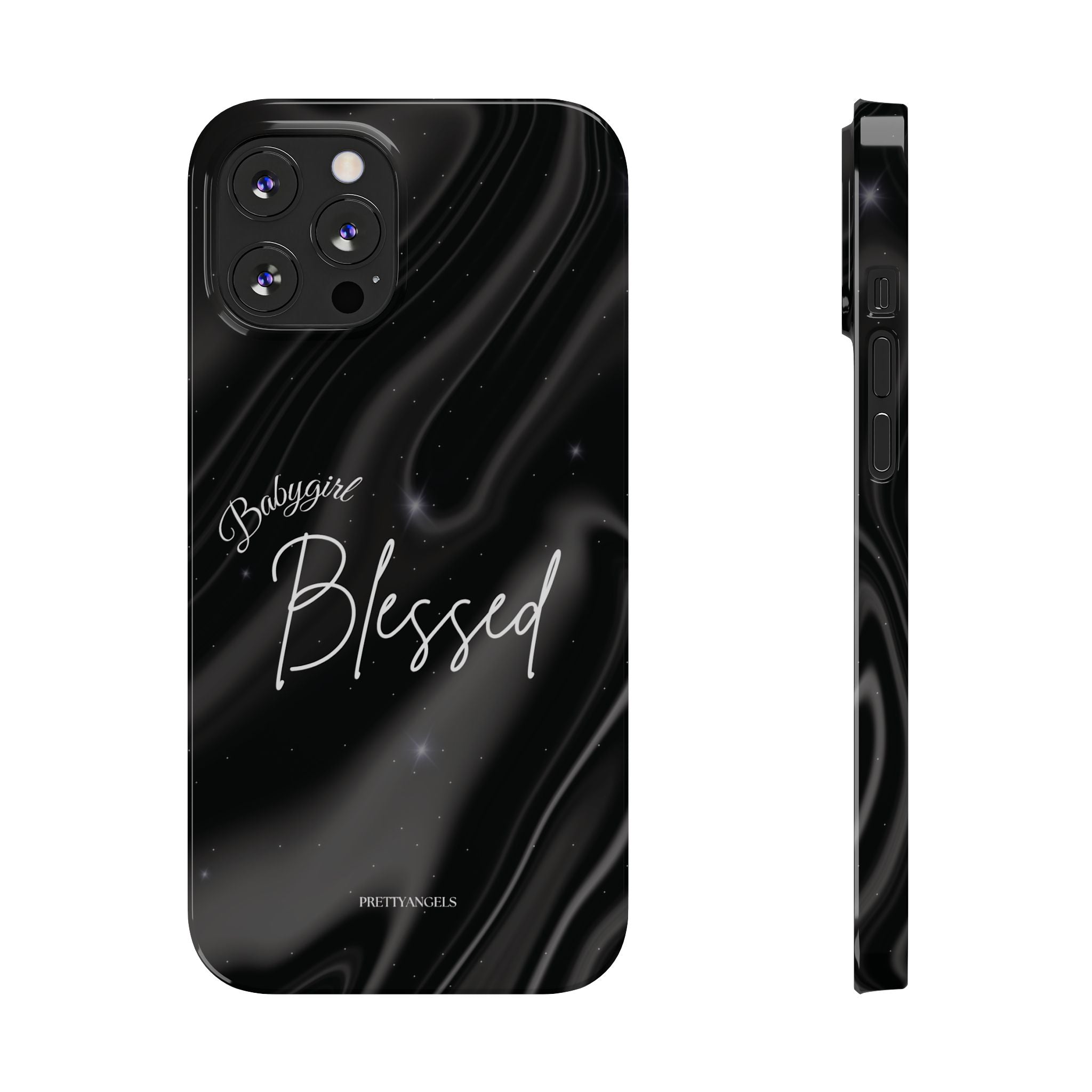 Blessed Babygirl Black Luxe Phone Case - Slim Lightweight & Protective for Rich Feminine Aesthetic Girls