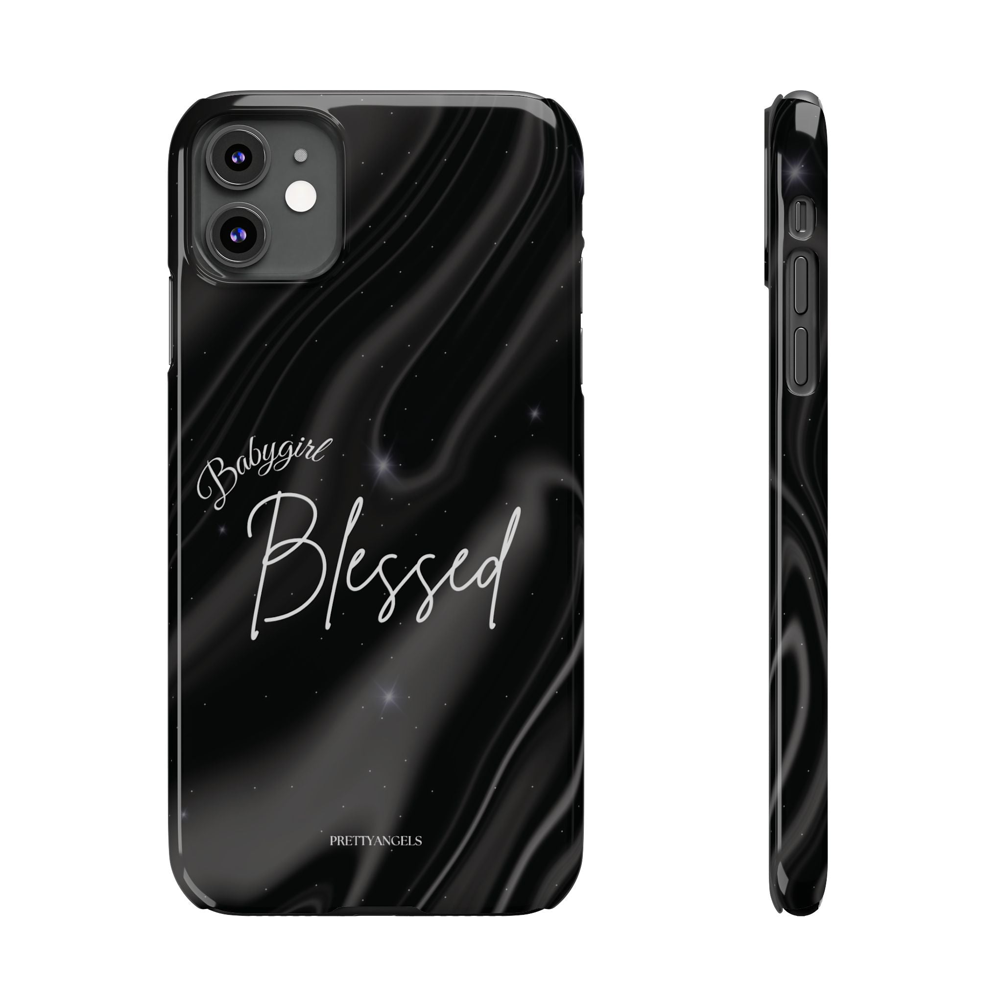 Blessed Babygirl Black Luxe Phone Case - Slim Lightweight & Protective for Rich Feminine Aesthetic Girls