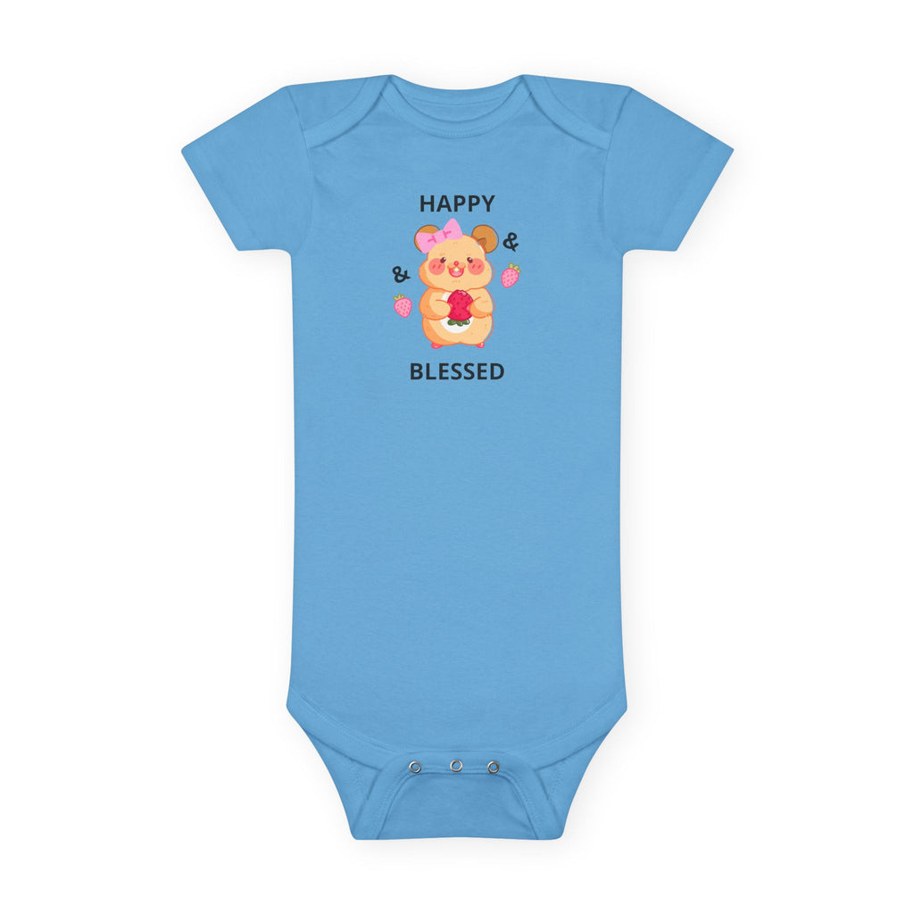 Happy & Blessed Cute Hamster - Baby Onesie, Cute Infant Bodysuit, Baby Shower Gift, Newborn Outfit, Girly Baby Clothes, Baby Apparel
