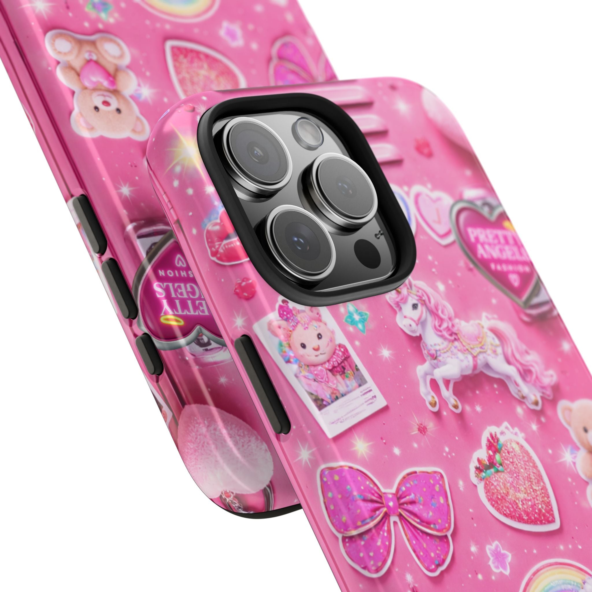 Girly Pink Locker Nostalgia with Hearts & Teddy Bear Tough Phone Case