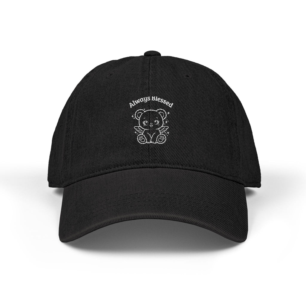 Always Blessed Angel Bear Denim Hat — Embroidered Teddy Bear Cap