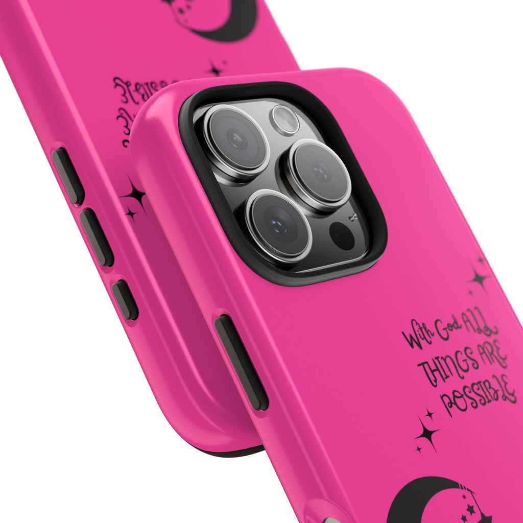 Pink 'With God All Things Are Possible' Fairy Moon Tough Phone Case