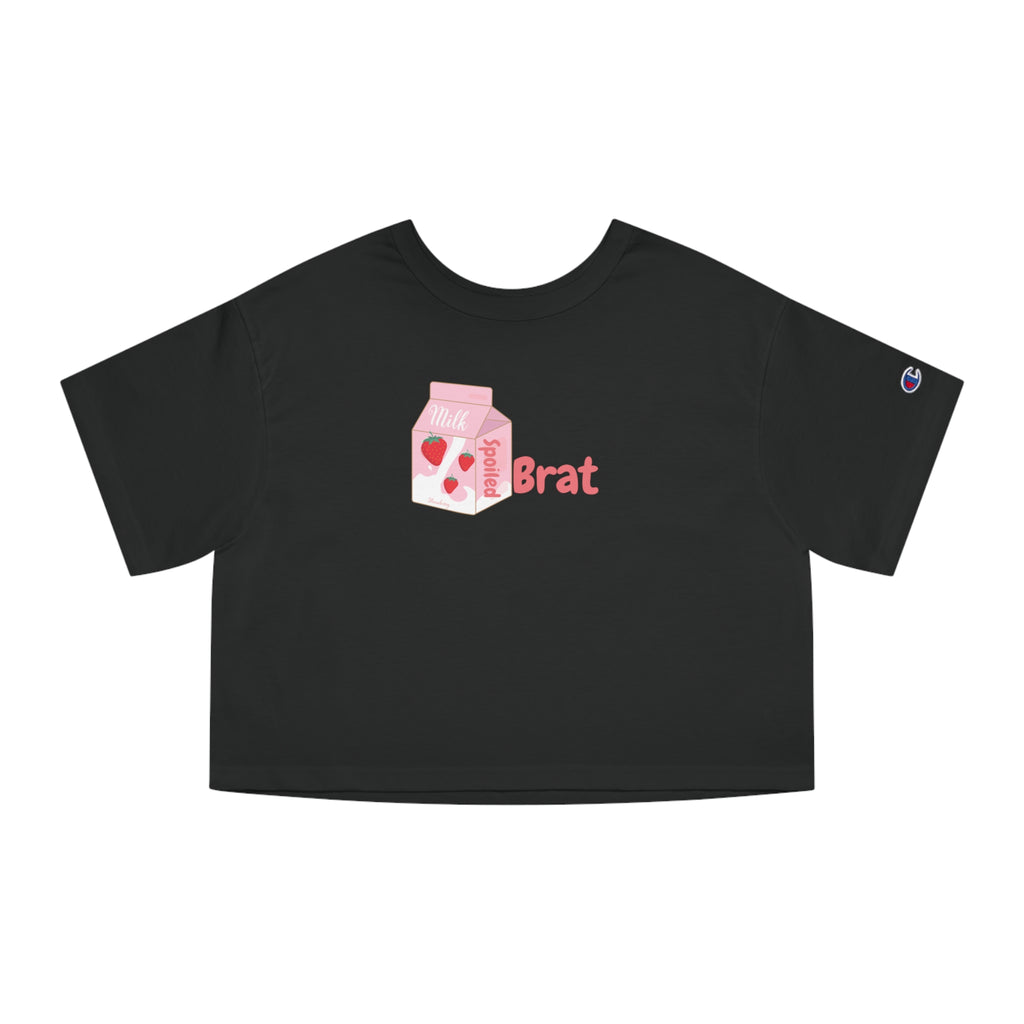 “Spoiled Strawberry Milk” Champion® Loose Cropped Tee – Peachy Pink Brat Aesthetic for Rich Baddie Girls