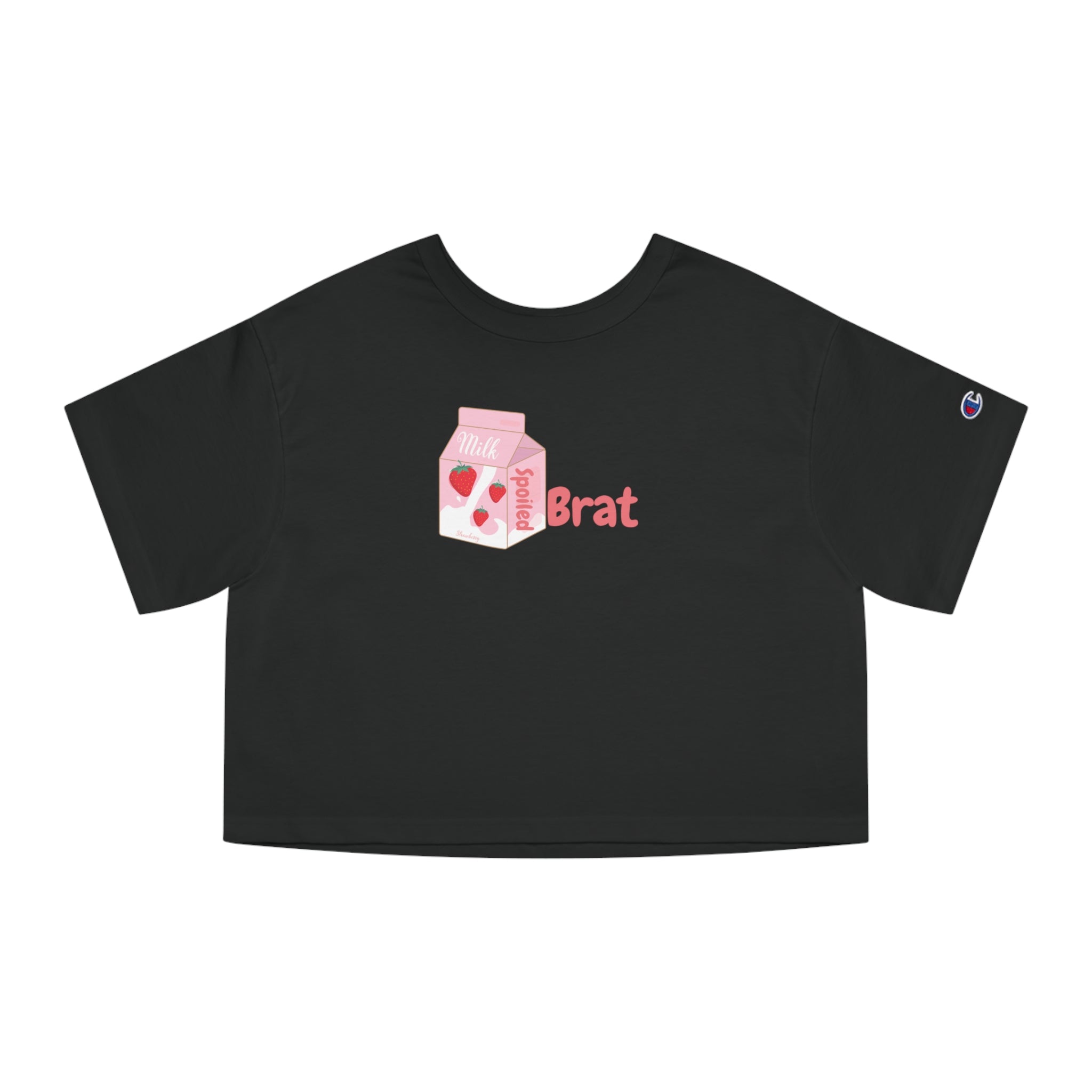“Spoiled Strawberry Milk” Champion® Loose Cropped Tee – Peachy Pink Brat Aesthetic for Rich Baddie Girls