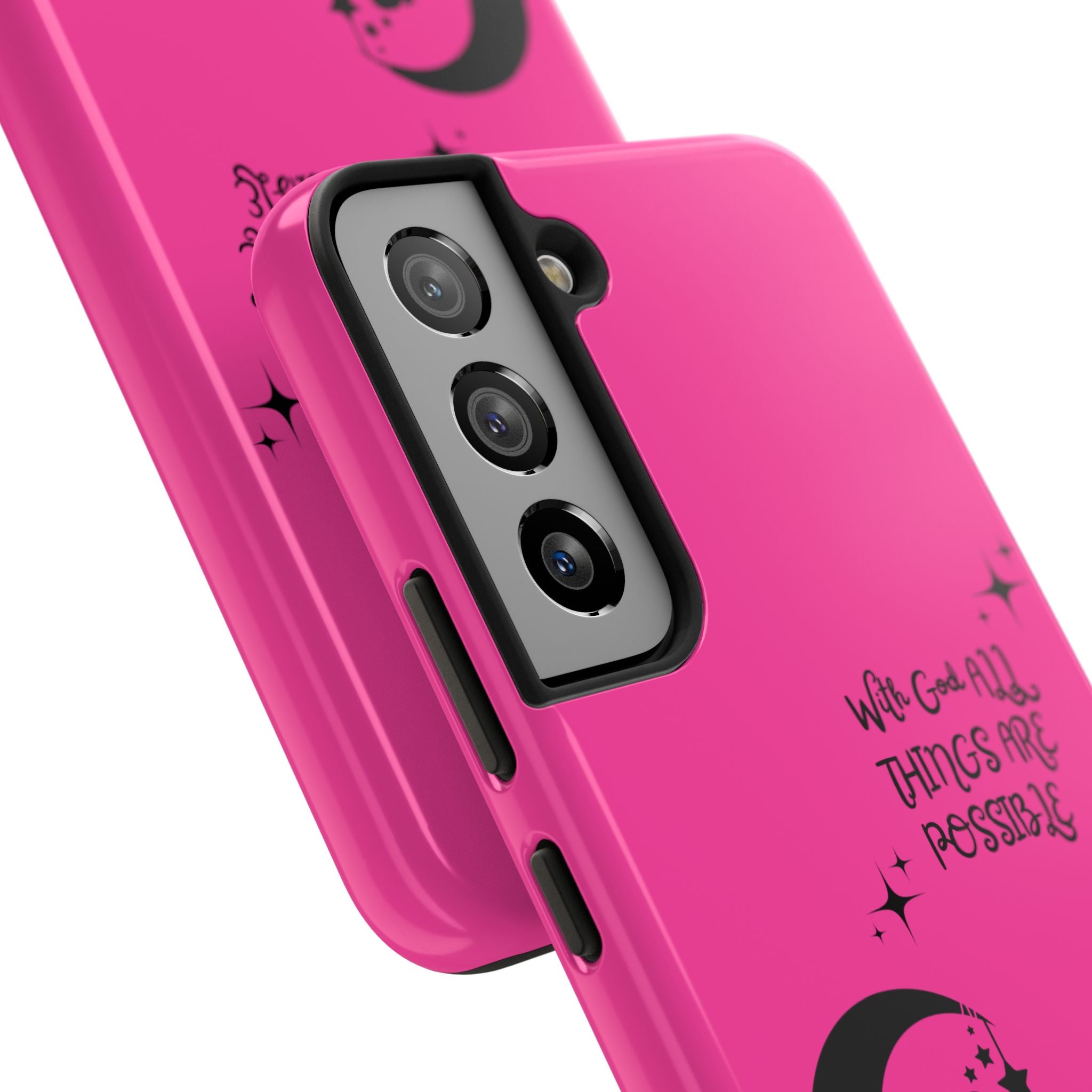 Pink 'With God All Things Are Possible' Fairy Moon Tough Phone Case