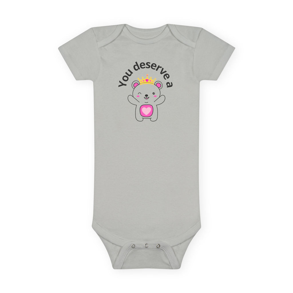 You Deserve a Hug Baby Girl Onesie - Cute Crown Bear Design for Girly Moms & Newborns | Soft, Comfy & Adorable, Girly Baby Shower Gifts
