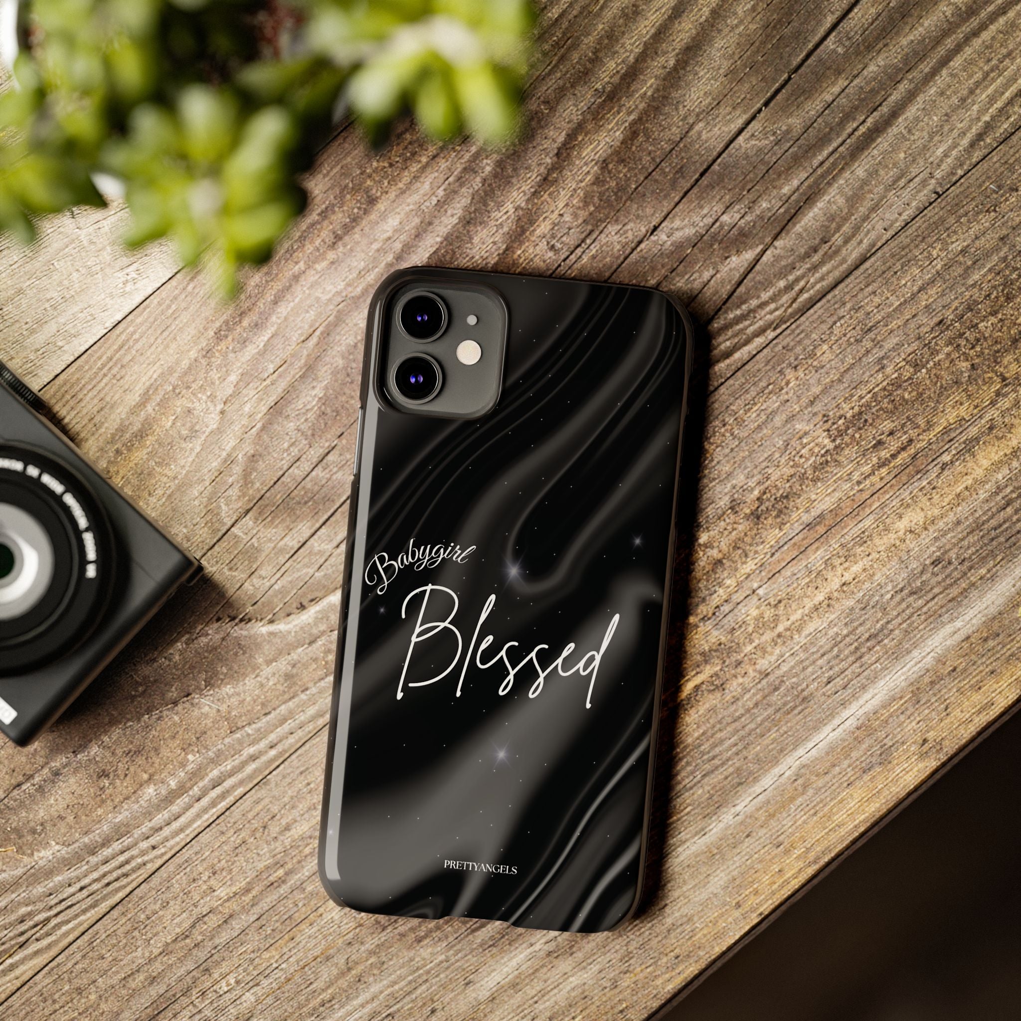 Blessed Babygirl Black Luxe Phone Case - Slim Lightweight & Protective for Rich Feminine Aesthetic Girls