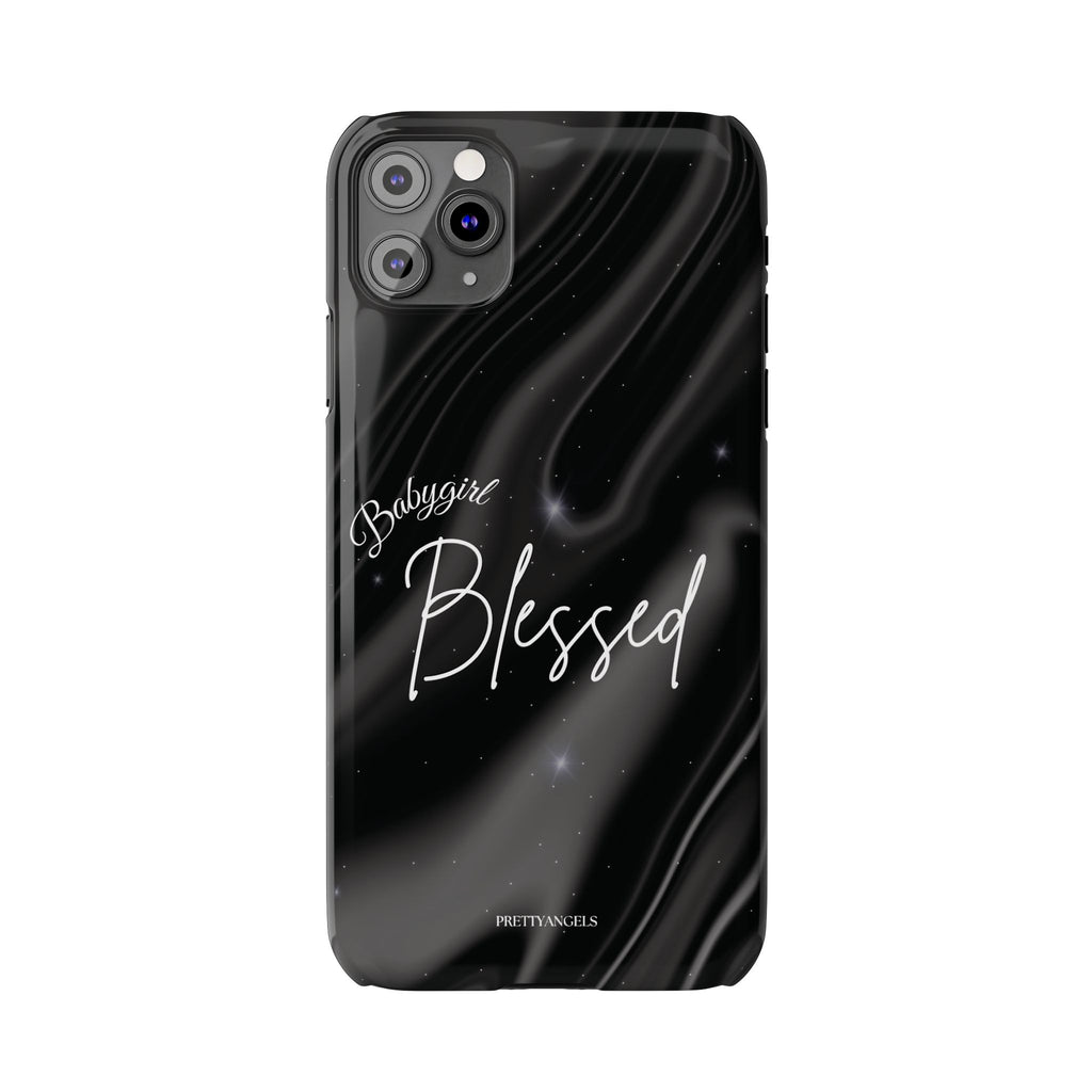 Blessed Babygirl Black Luxe Phone Case - Slim Lightweight & Protective for Rich Feminine Aesthetic Girls
