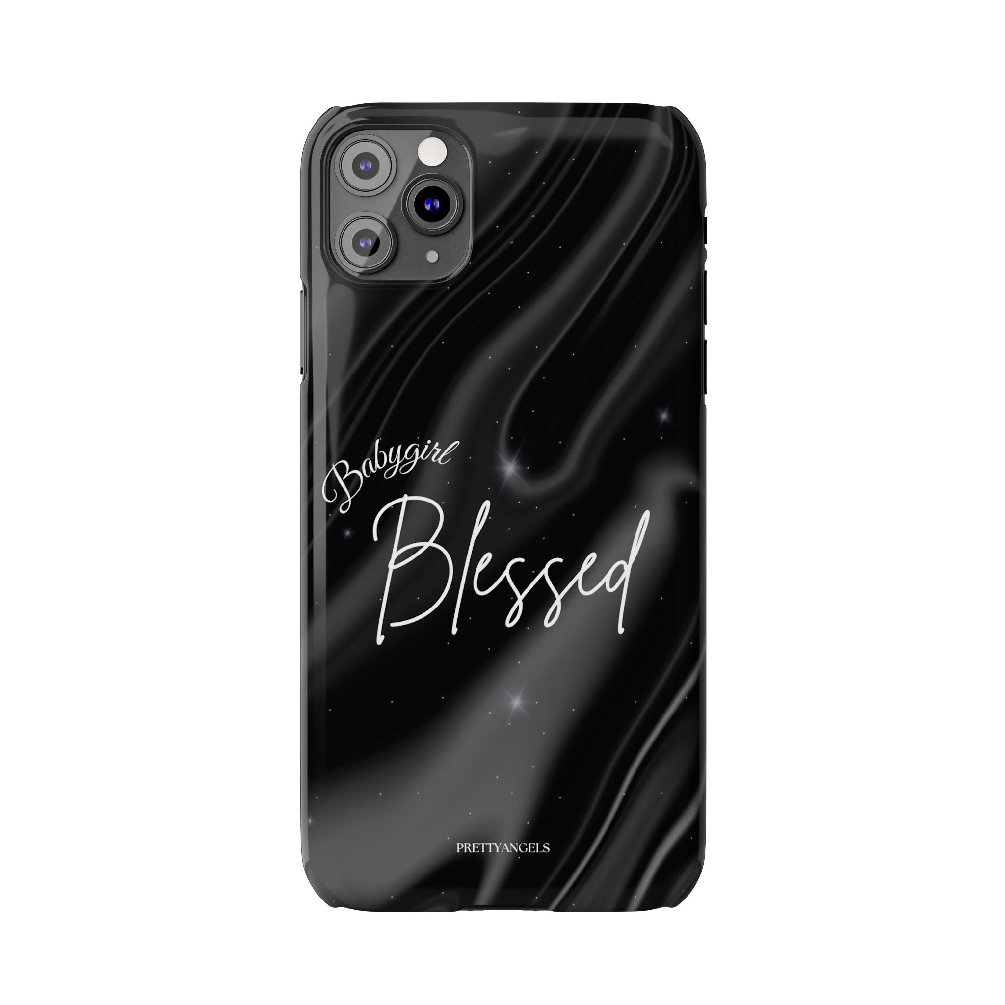 Blessed Babygirl Black Luxe Phone Case - Slim Lightweight & Protective for Rich Feminine Aesthetic Girls