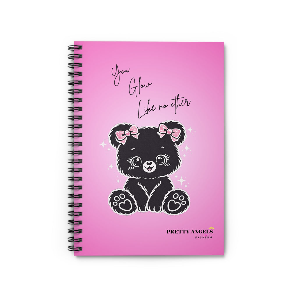 You Glow Like No Other — Cute Black Teddy Bear Spiral Notebook (Ruled)