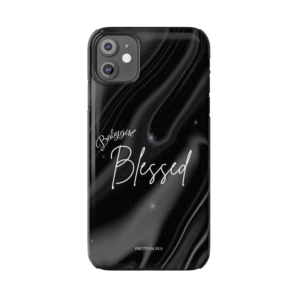 Blessed Babygirl Black Luxe Phone Case - Slim Lightweight & Protective for Rich Feminine Aesthetic Girls