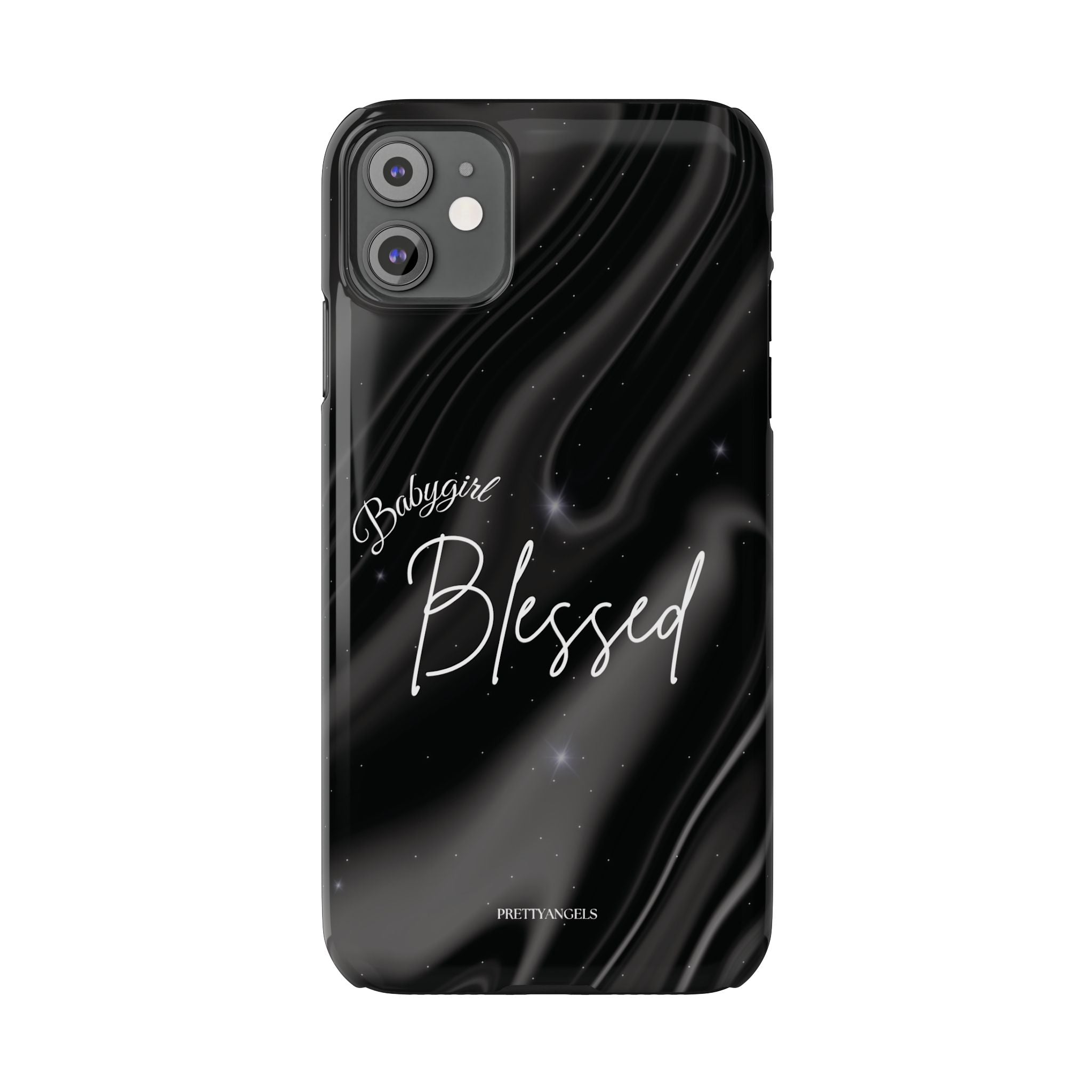 Blessed Babygirl Black Luxe Phone Case - Slim Lightweight & Protective for Rich Feminine Aesthetic Girls
