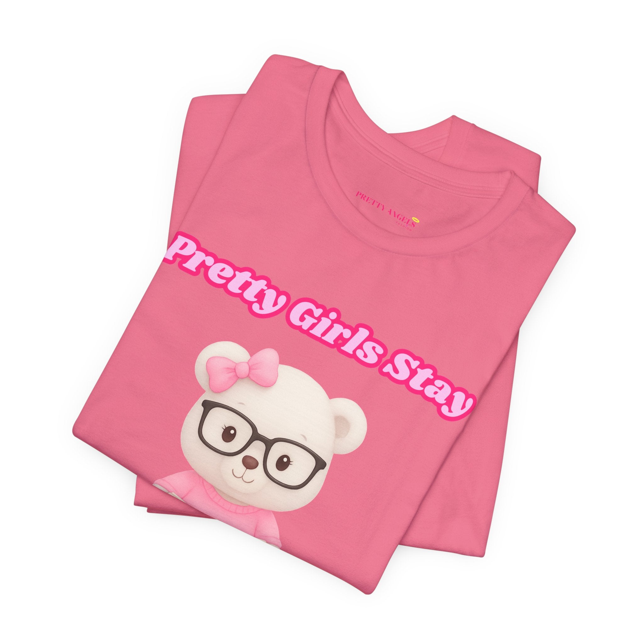 Pretty Girls Stay Unbothered Teddy Bear T-Shirt – Cute Aesthetic Pink Book Tee for Girls | Girly Soft Girl Graphic Tee | Unbothered Baddie Shirt | DTF Print