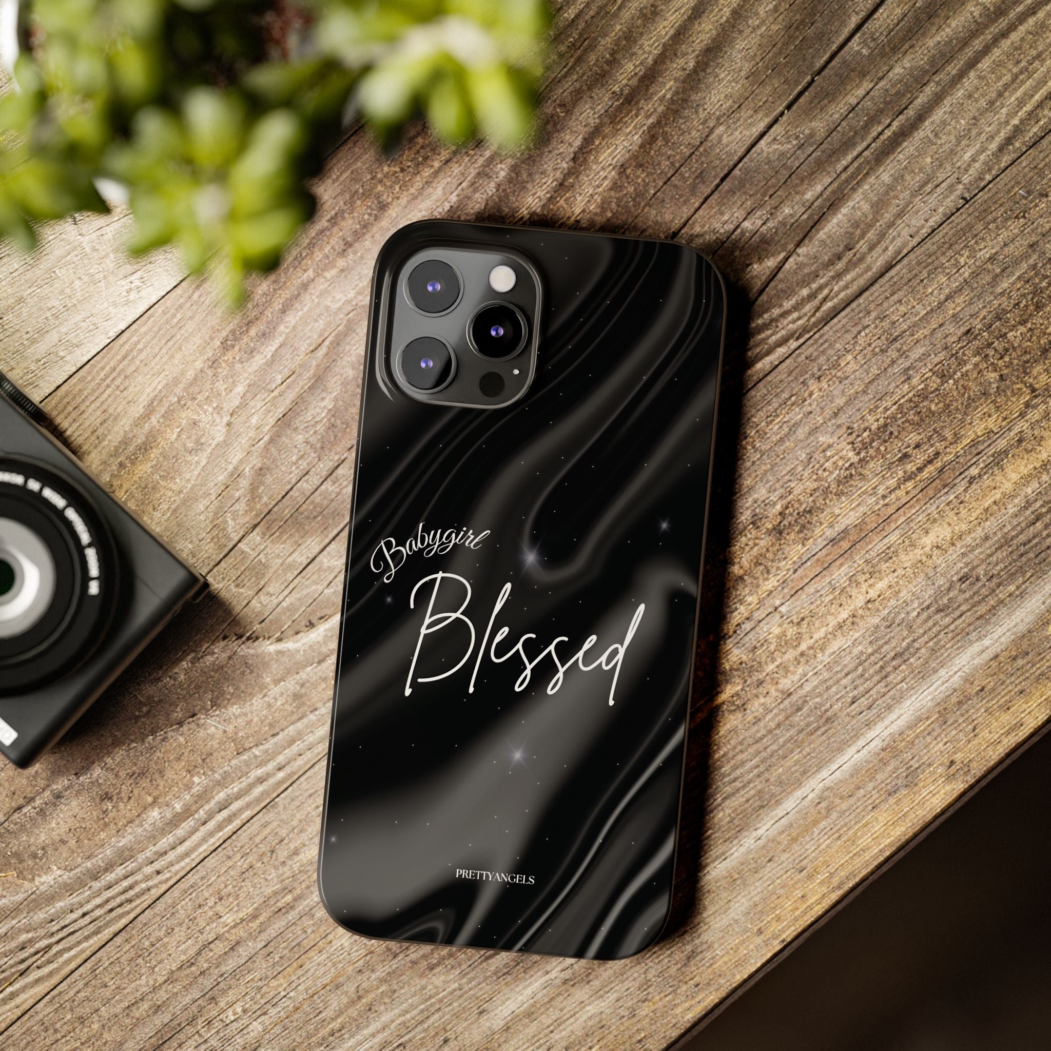 Blessed Babygirl Black Luxe Phone Case - Slim Lightweight & Protective for Rich Feminine Aesthetic Girls