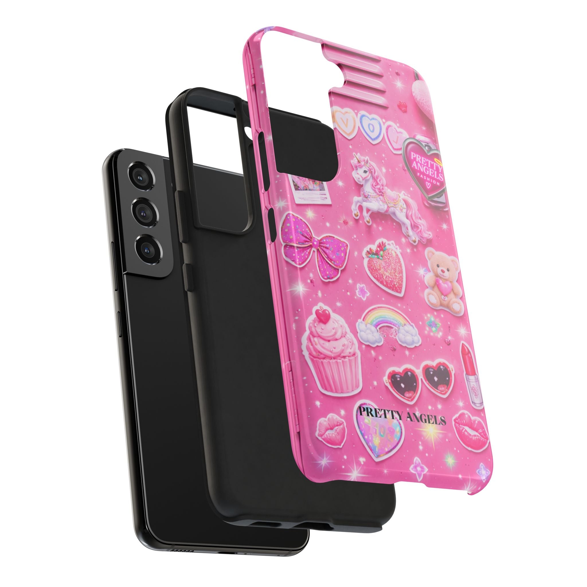 Girly Pink Locker Nostalgia with Hearts & Teddy Bear Tough Phone Case