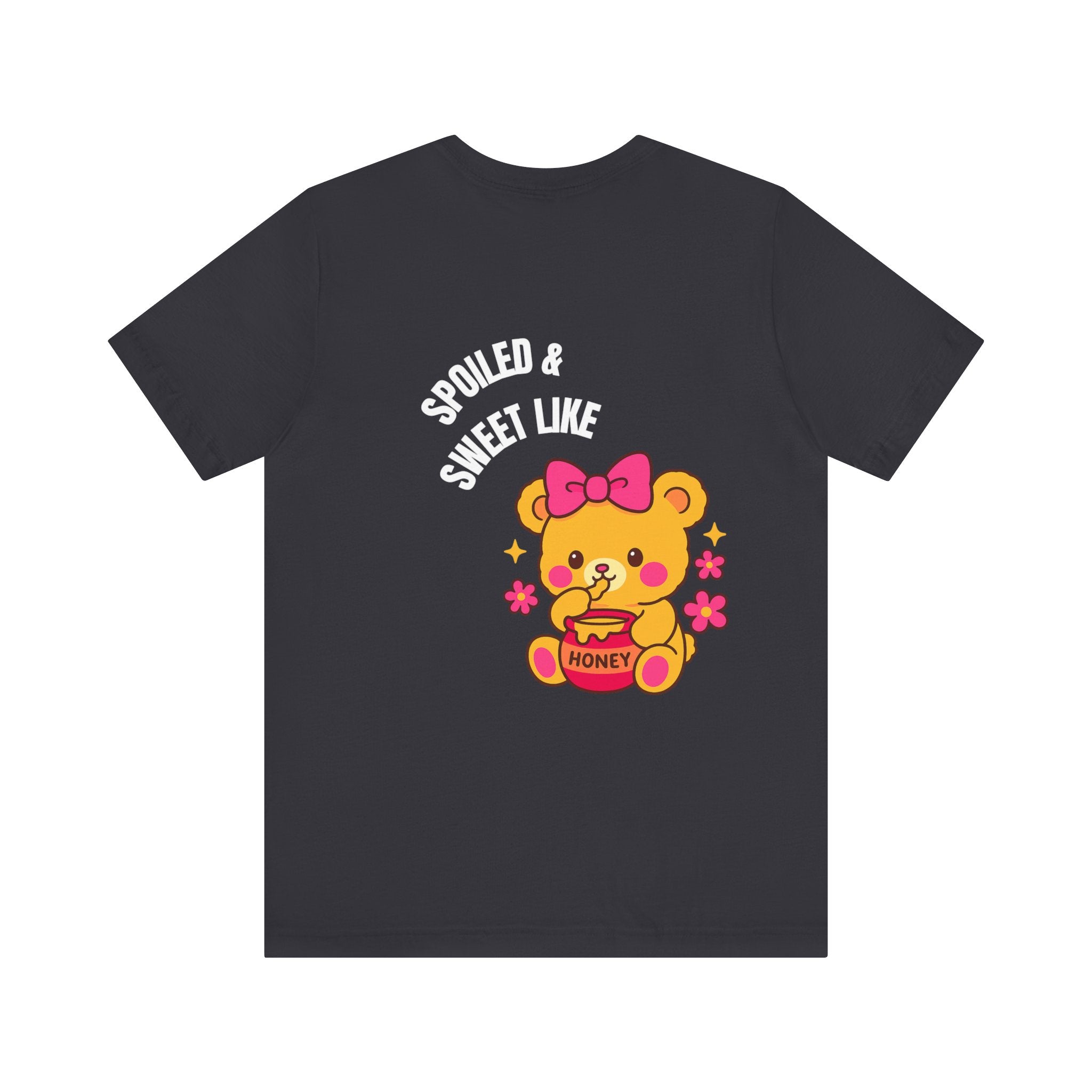 Spoiled & Sweet Tee (Back) - Black Baddie Oversized Shirt with Teddy Bear & Honey Graphic | Cute Lazy Day T-Shirt for Pretty Girls | Off-Duty Doll Tee