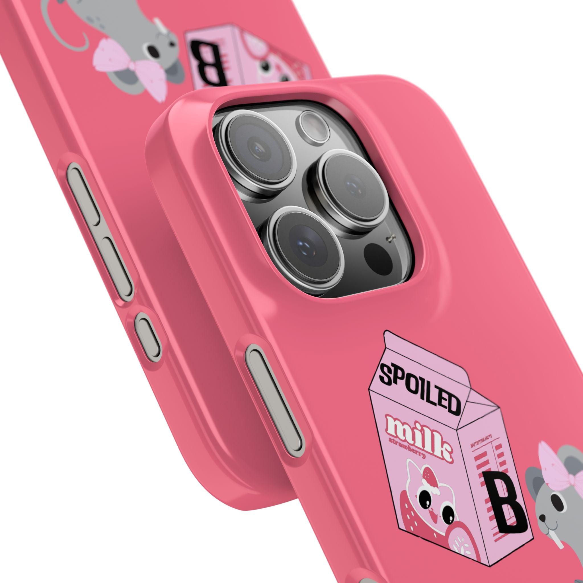 “Spoiled Brat Peachy Phone Case - Slim Cute Baby Rat & Pink Milk Carton Protective Cover for Girly Princesses” - Teenage Girl Accessories, Trendy Phone Covers for Girls