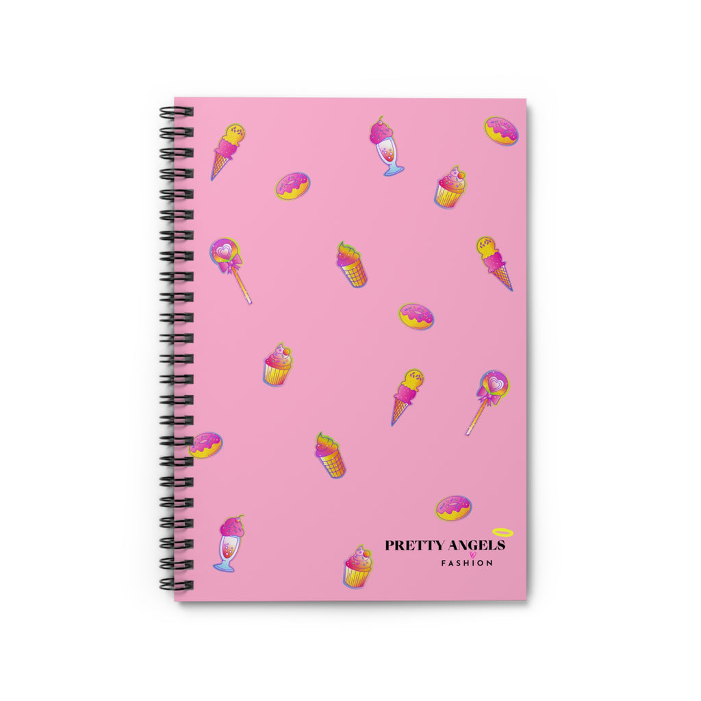 “Luxury Pink Candy Dream Spiral Notebook – Cute Rainbow Stickers, Ice Cream, Cupcakes, & Donuts | Spoiled Girl Must-Have Journal”