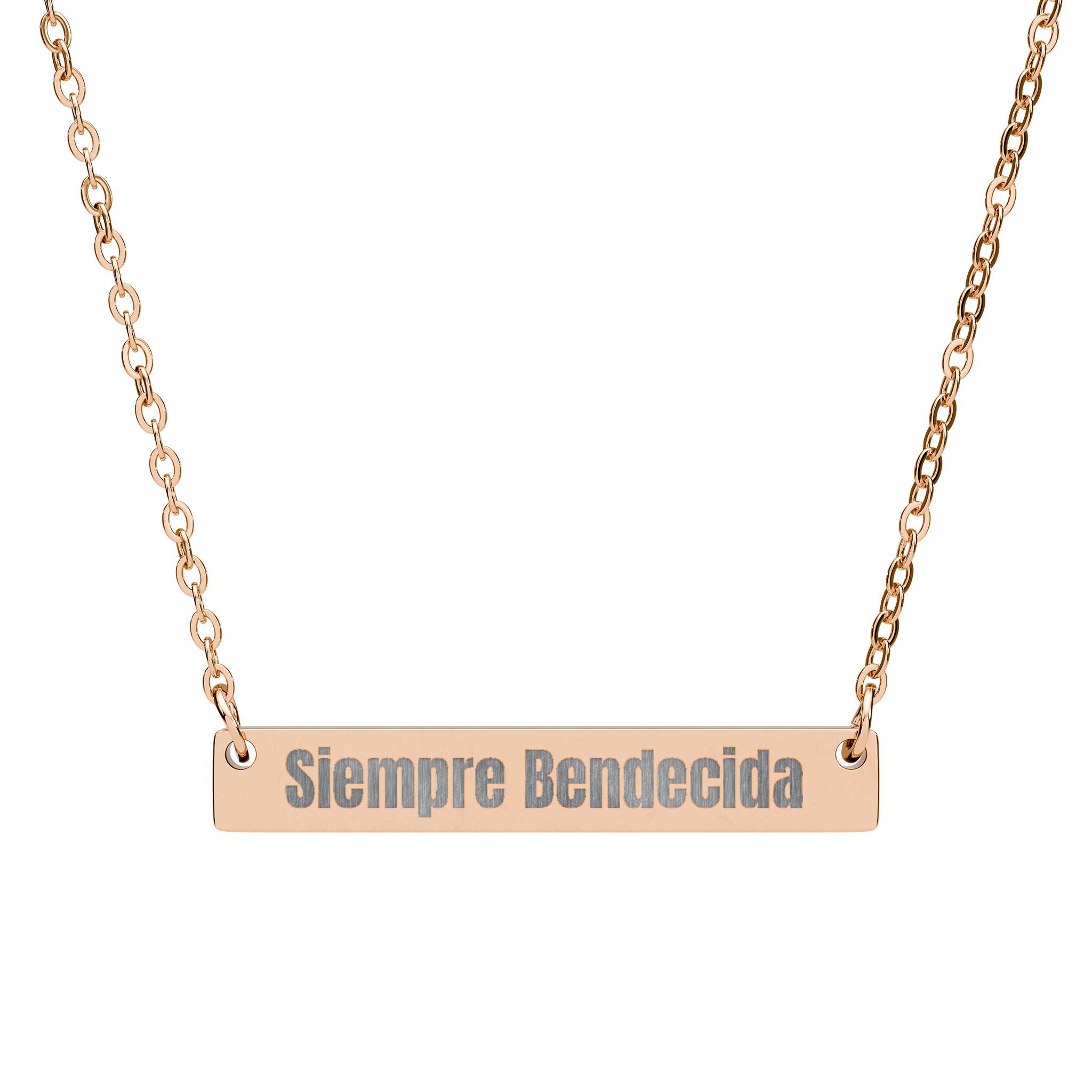 Siempre Bendecida Horizontal Bar Necklace — Engraved Latina Baddie Jewelry