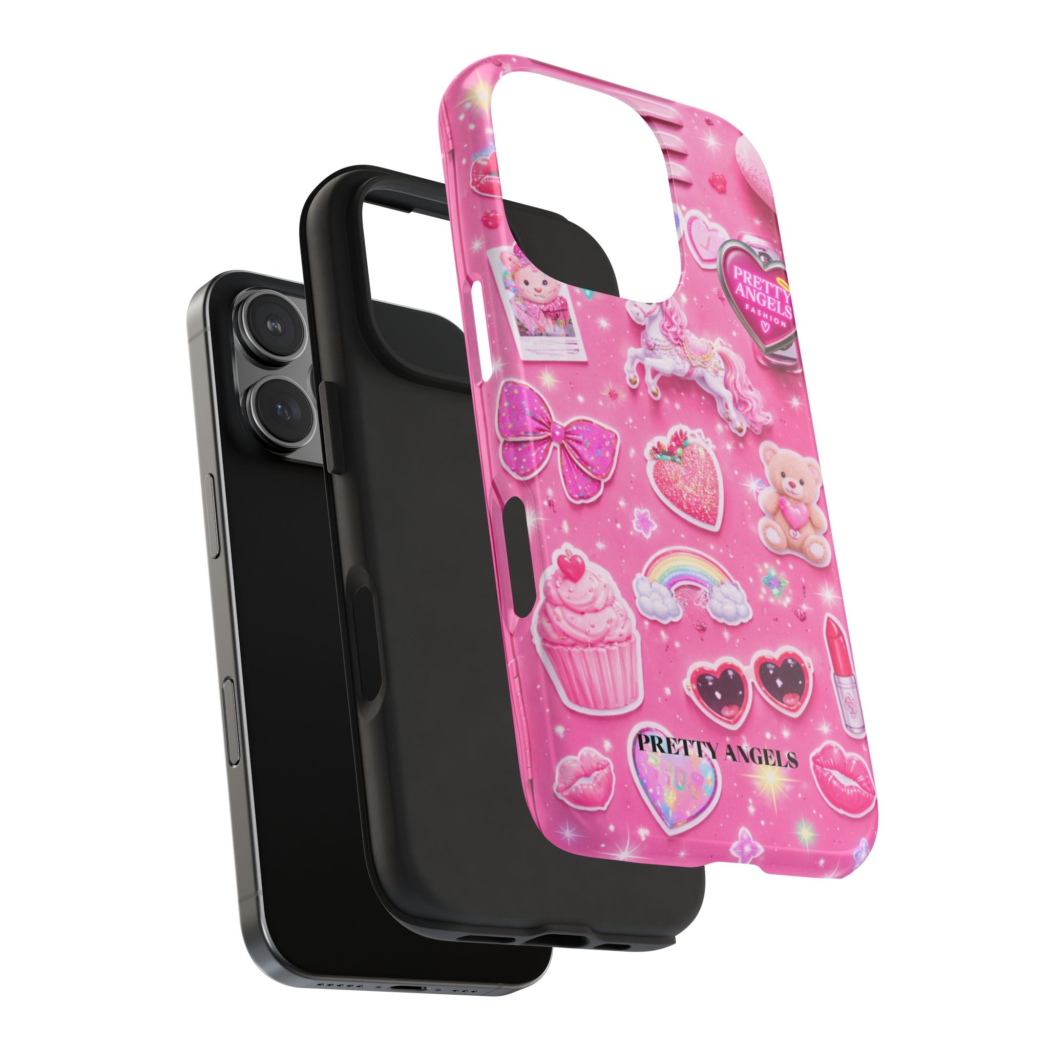 Girly Pink Locker Nostalgia with Hearts & Teddy Bear Tough Phone Case