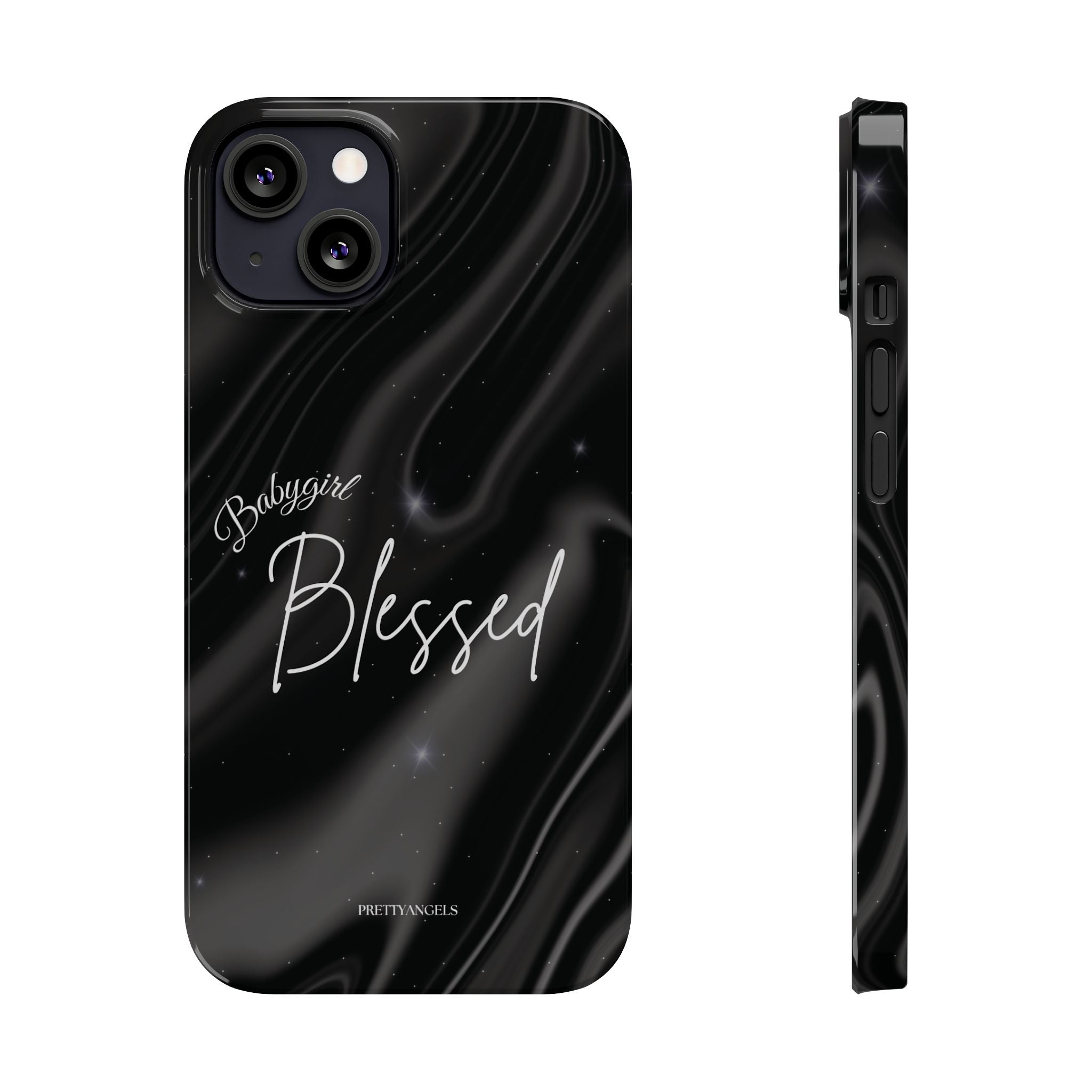 Blessed Babygirl Black Luxe Phone Case - Slim Lightweight & Protective for Rich Feminine Aesthetic Girls