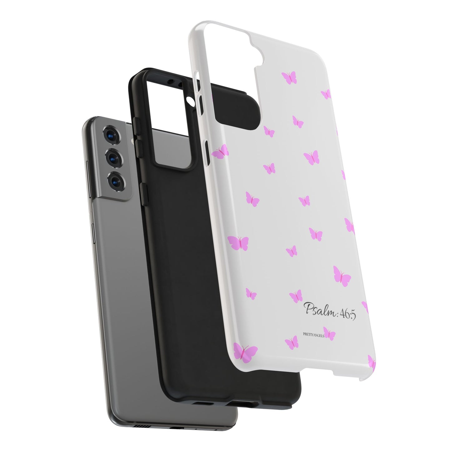 Pretty Pink butterfly Psalm 46:5 Tough Phone Case