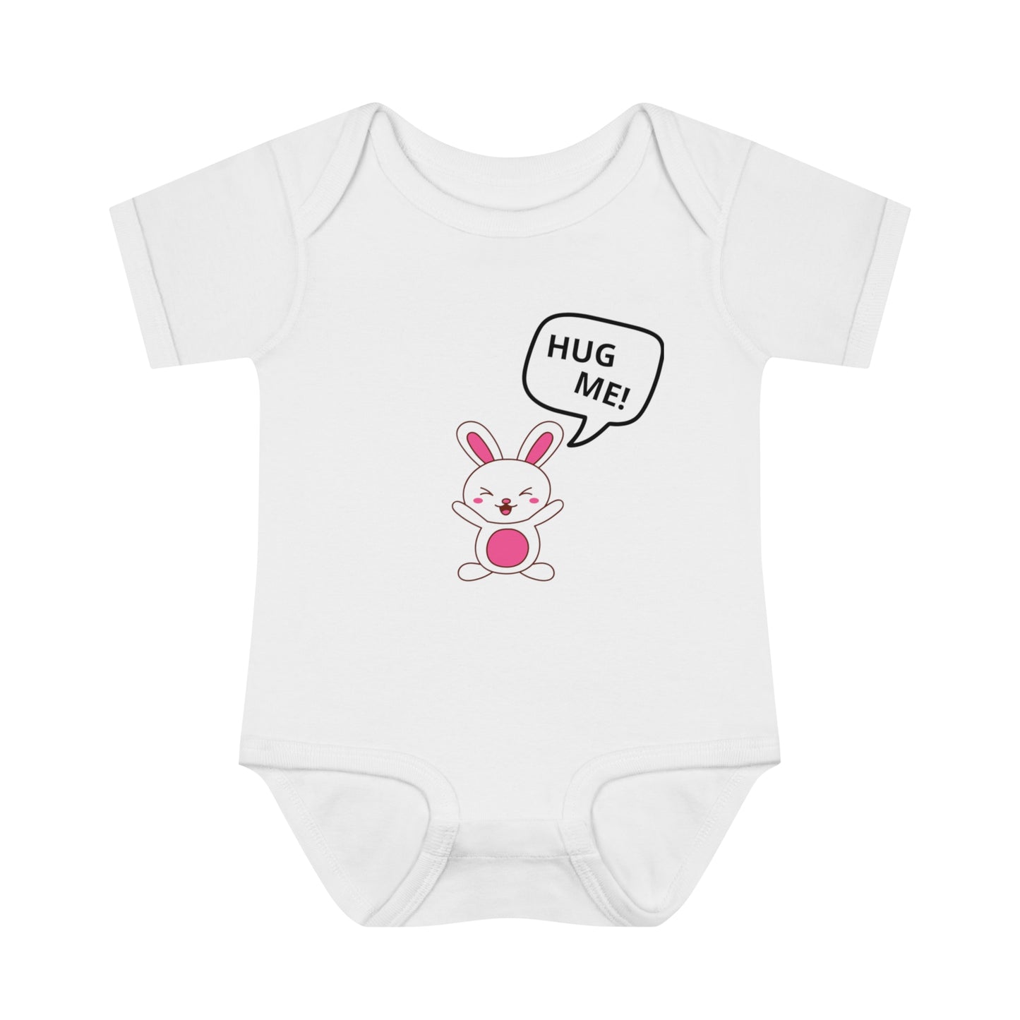 Baby Bodysuit - Whining Cute Bunny HUG ME Design