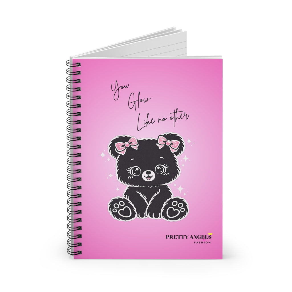 You Glow Like No Other — Cute Black Teddy Bear Spiral Notebook (Ruled)