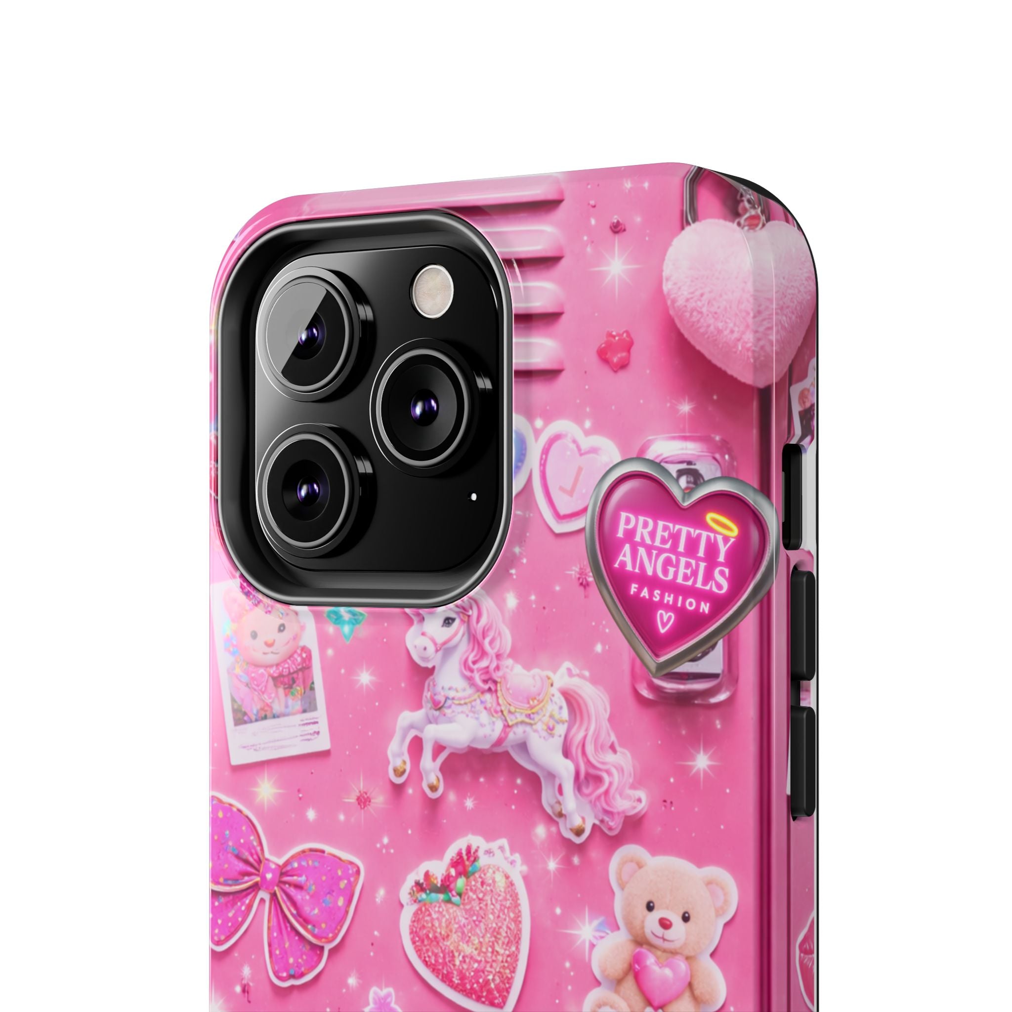 Girly Pink Locker Nostalgia with Hearts & Teddy Bear Tough Phone Case