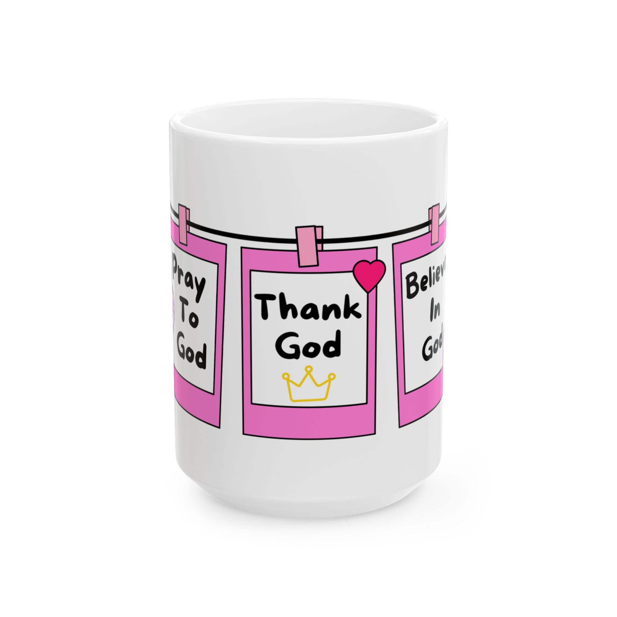 “Believe in God” Faith-Inspired Ceramic Mug, Thank God, Faith Prayer Mug for Girls, Girly Inspirational Gift, Motivational Coffee Cup, Celebrate Faith, Encouraging Gift for Girls